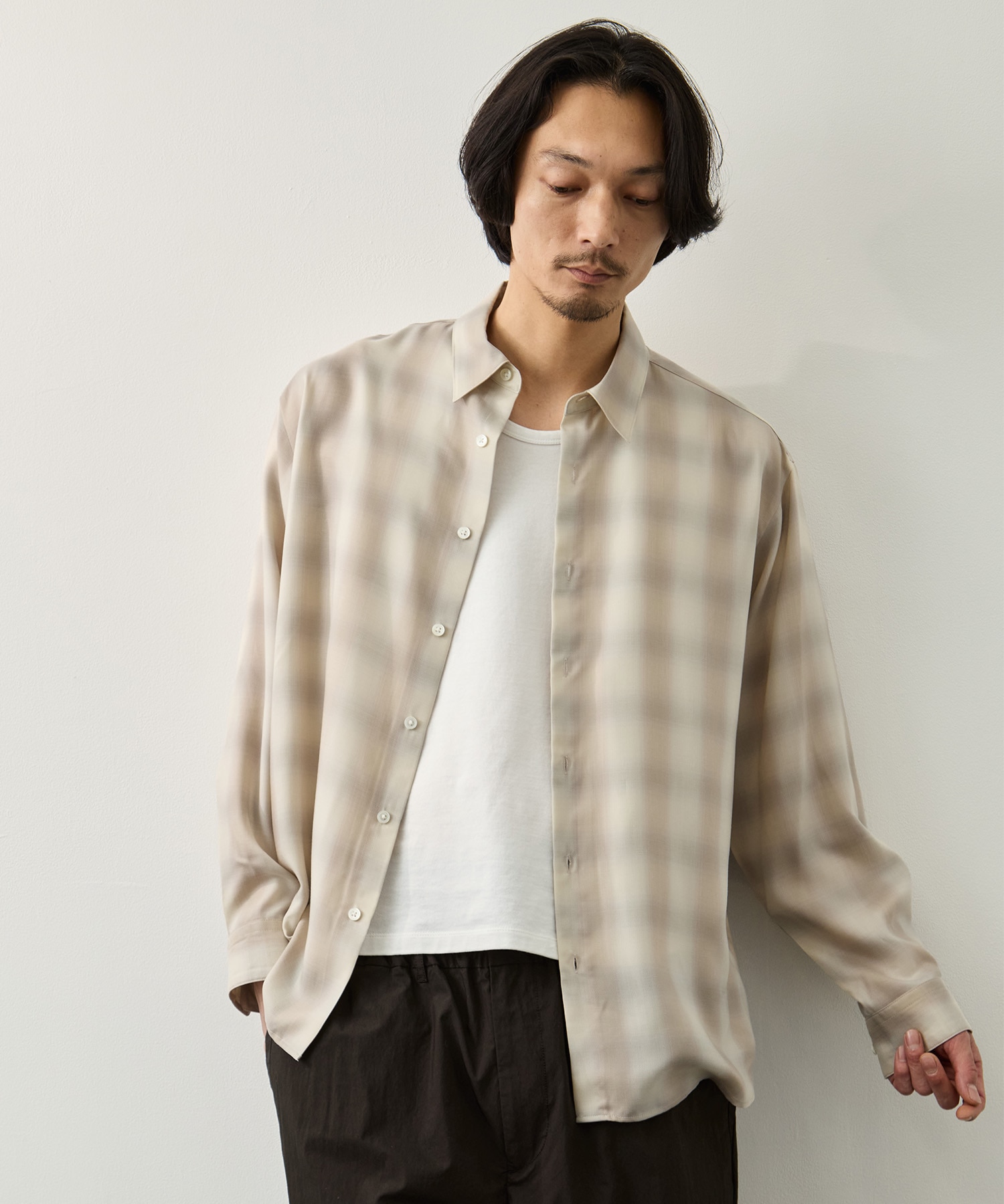 キュプラアムンゼンオンブレチェックシャツ KEY TIMEZ