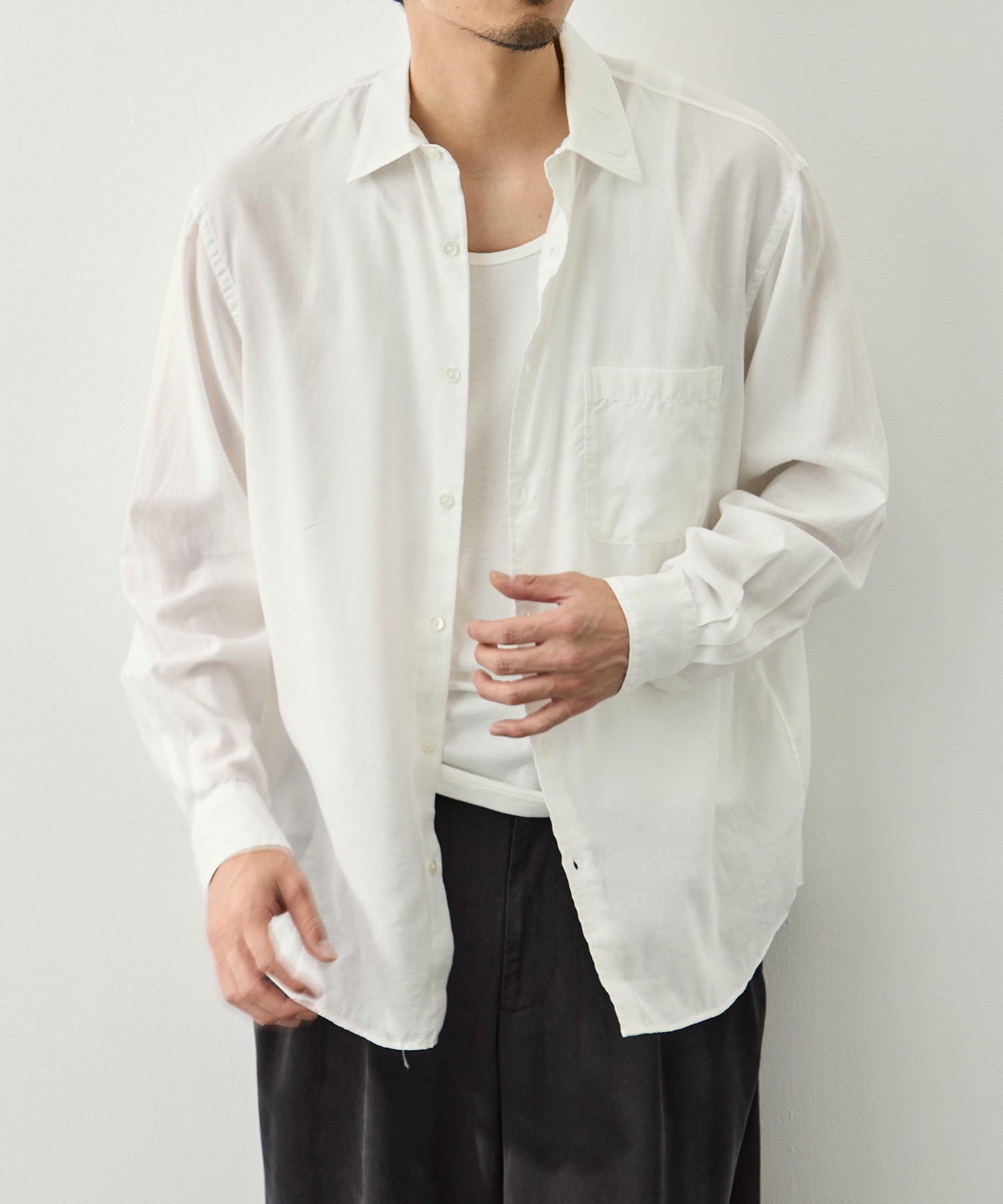 Cotton Silk Twill Garment-dyed Loosed Shirt YOKE