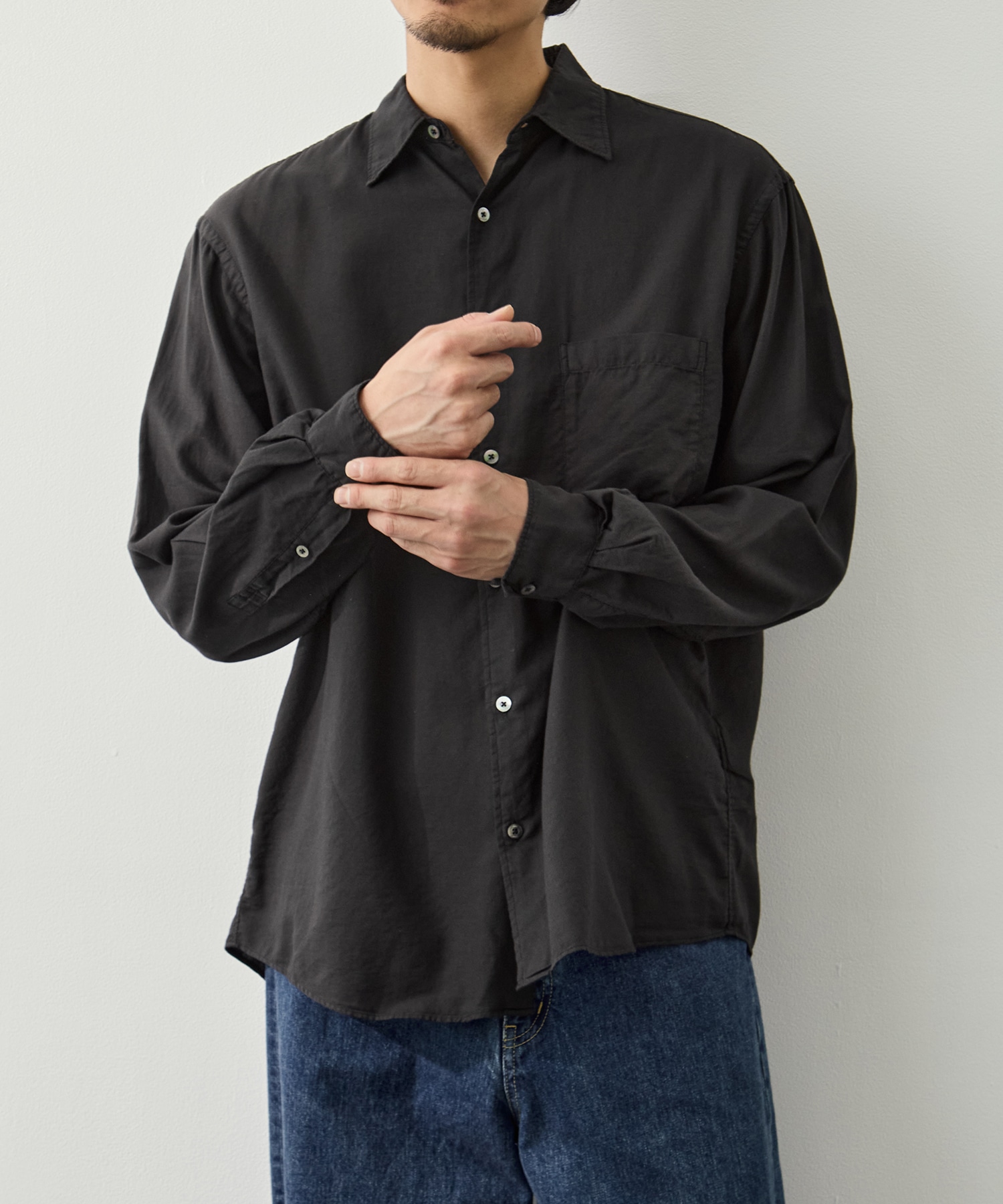 Cotton Silk Twill Garment-dyed Loosed Shirt YOKE
