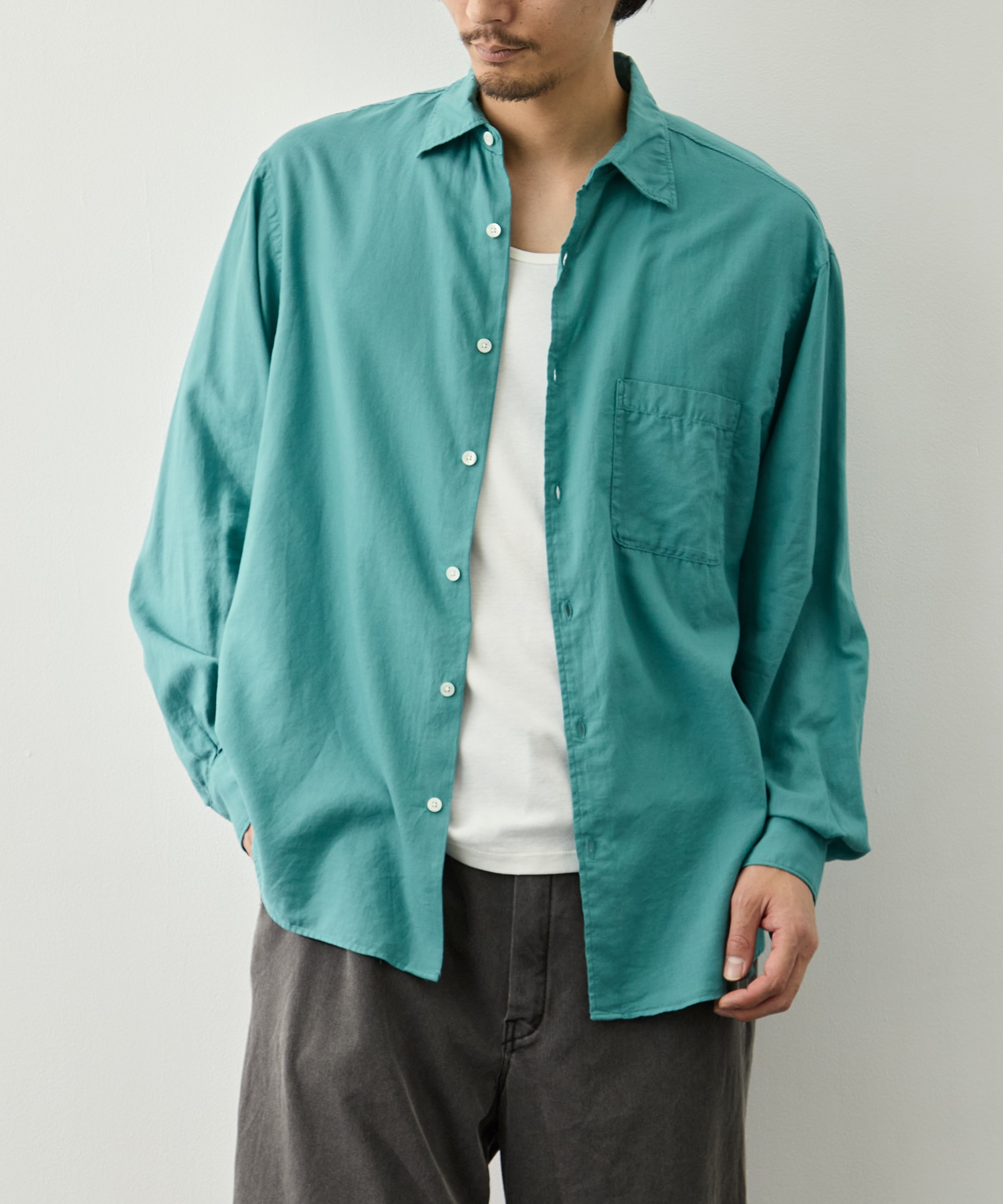 Cotton Silk Twill Garment-dyed Loosed Shirt YOKE