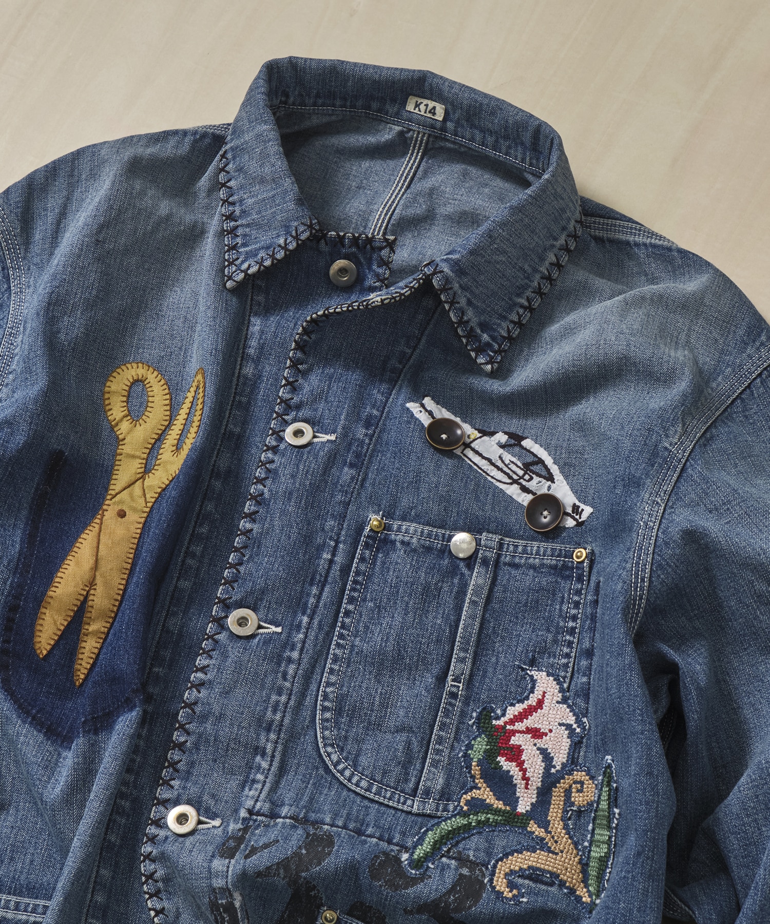 Hand-Embroidered Denim Coverall KHOKI