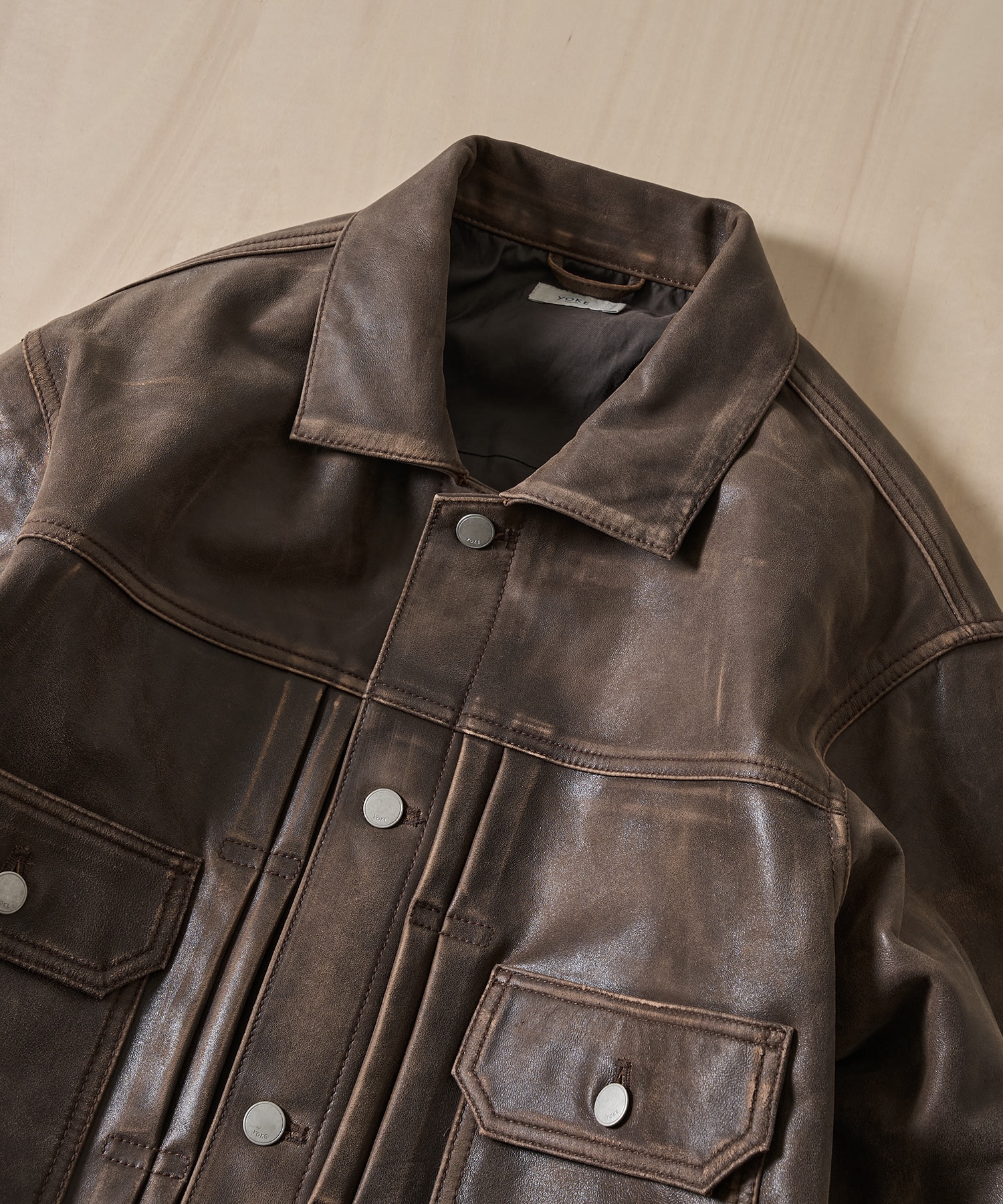 Cracked Leather Trucker Jacket YOKE