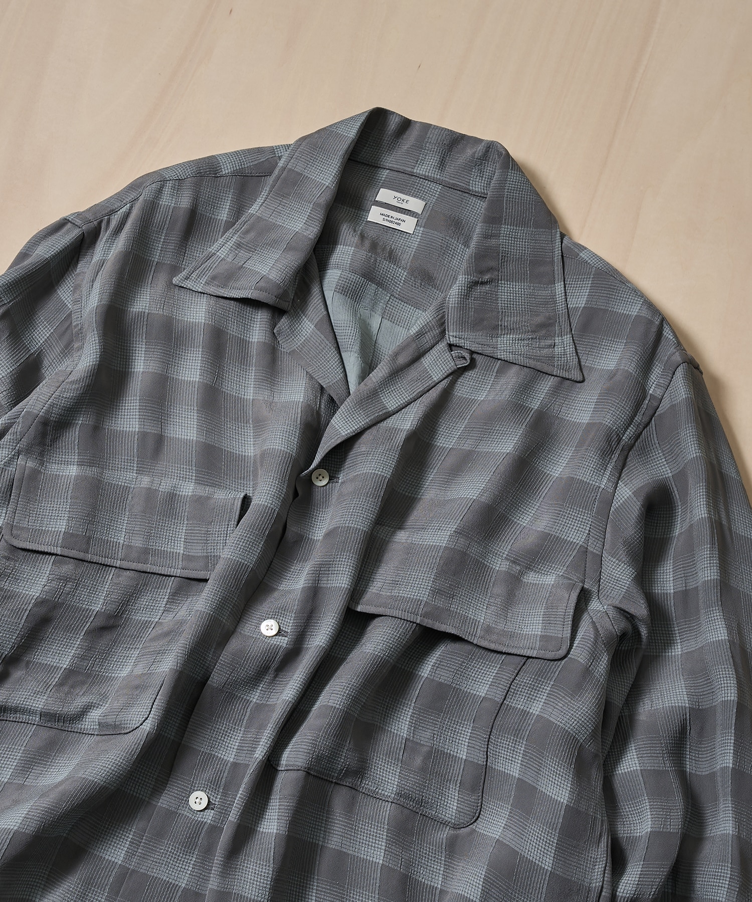 Jacqard Plaid Open Collar Shirt YOKE