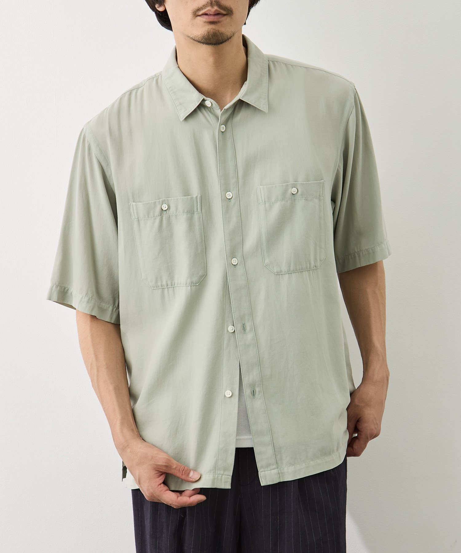 COTTON SILK VIERA LOOSE FIT HALF SLEEVE SHIRT ATON