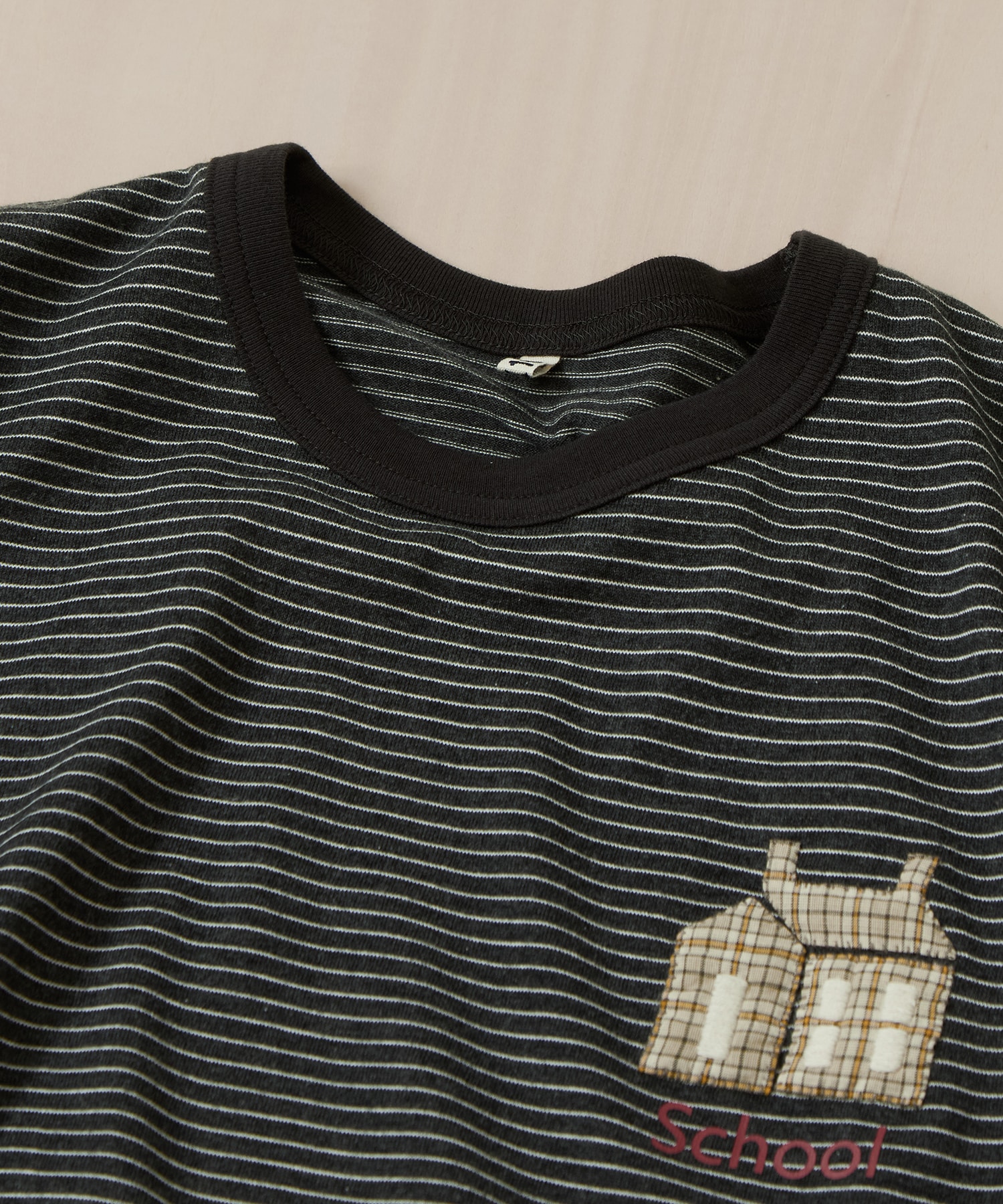 Hand-Embroidered Stripe T-Shirt KHOKI