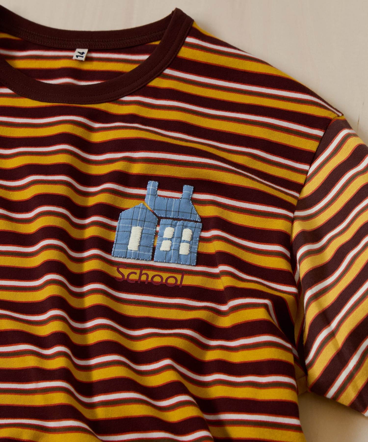 Hand-Embroidered Stripe T-Shirt KHOKI