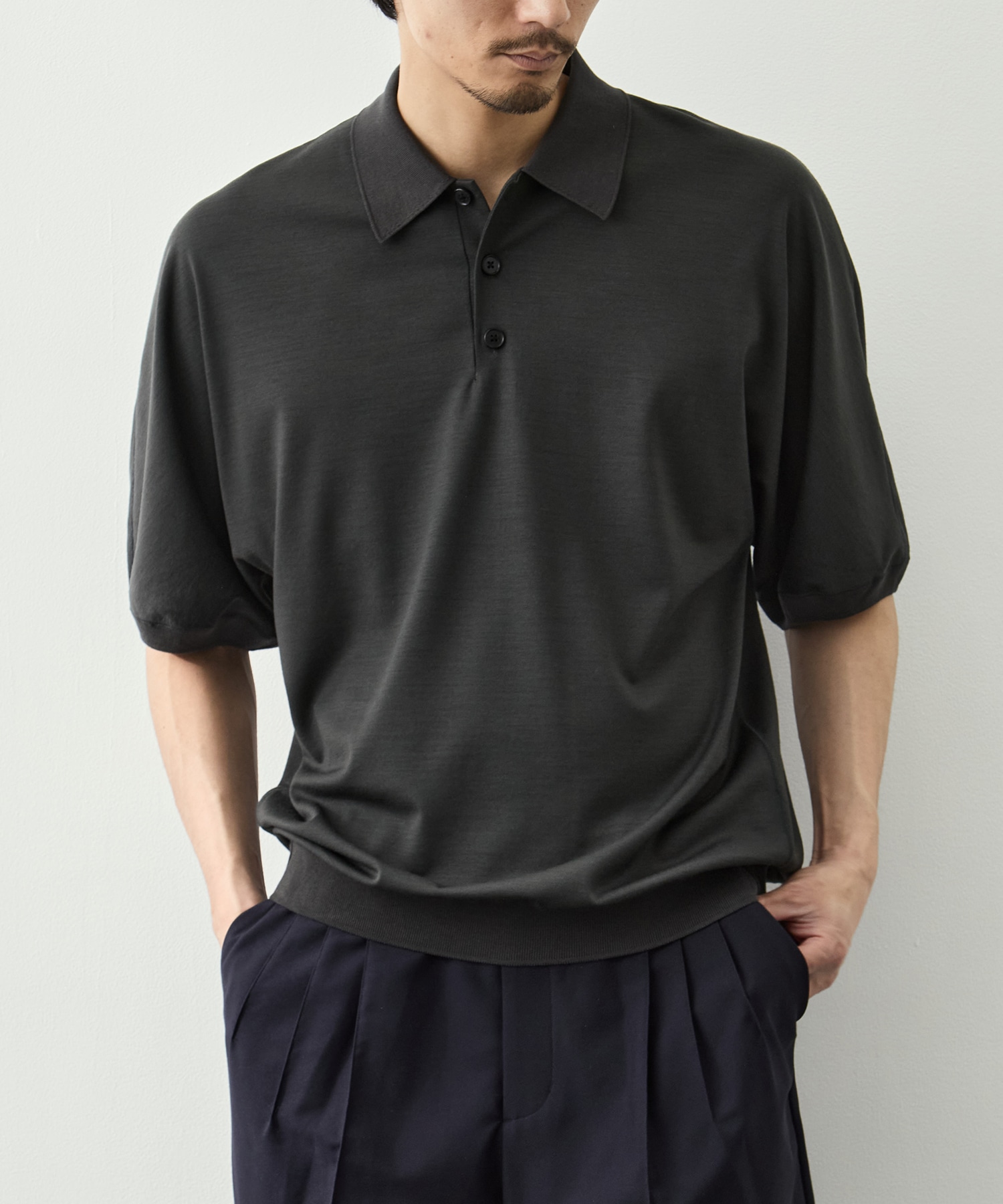 Knit Reduced Collar Half Sleeve Polo GOOD PEOPLE GOOD STITCHING GOOD PRODUCT