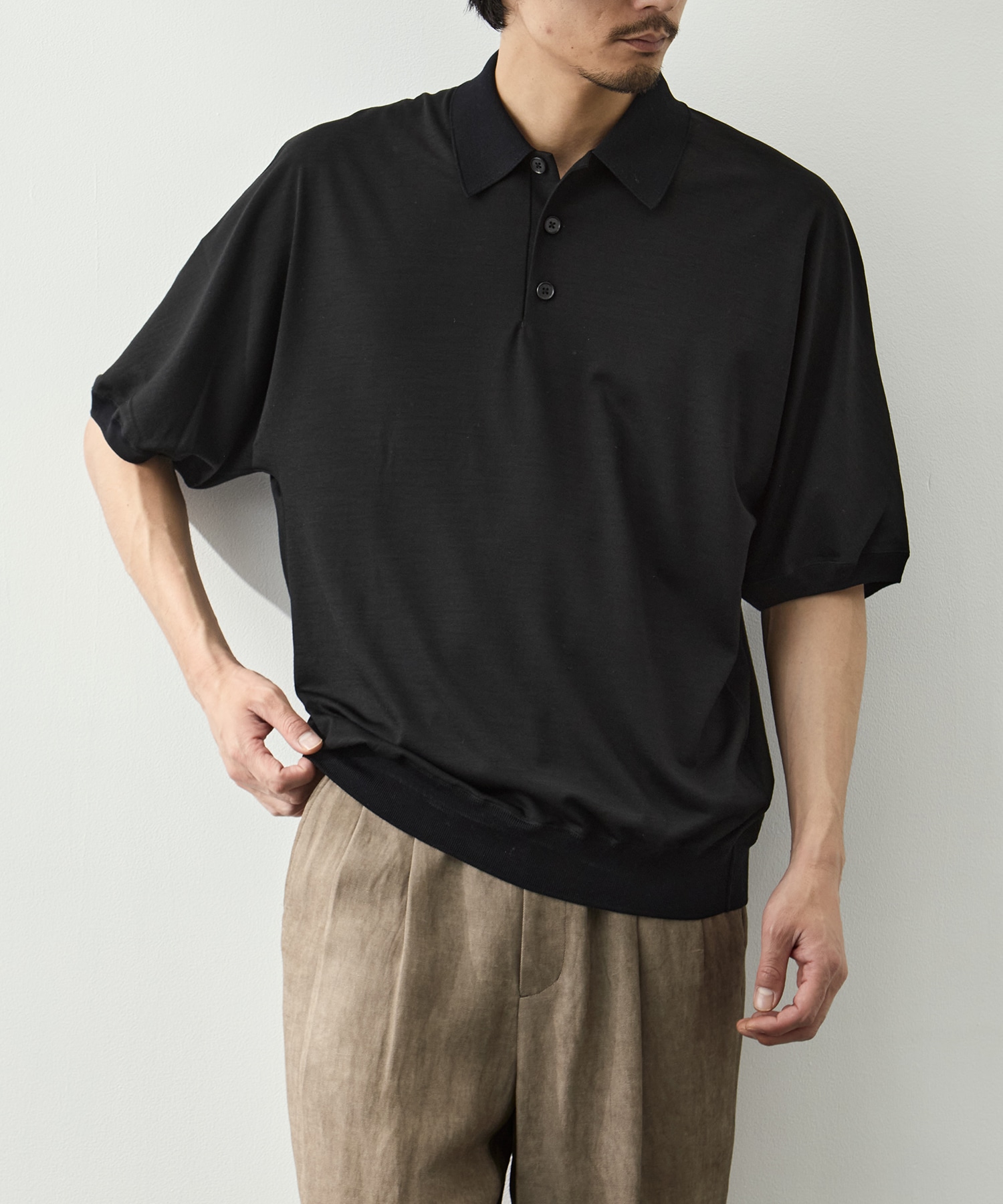 Knit Reduced Collar Half Sleeve Polo GOOD PEOPLE GOOD STITCHING GOOD PRODUCT