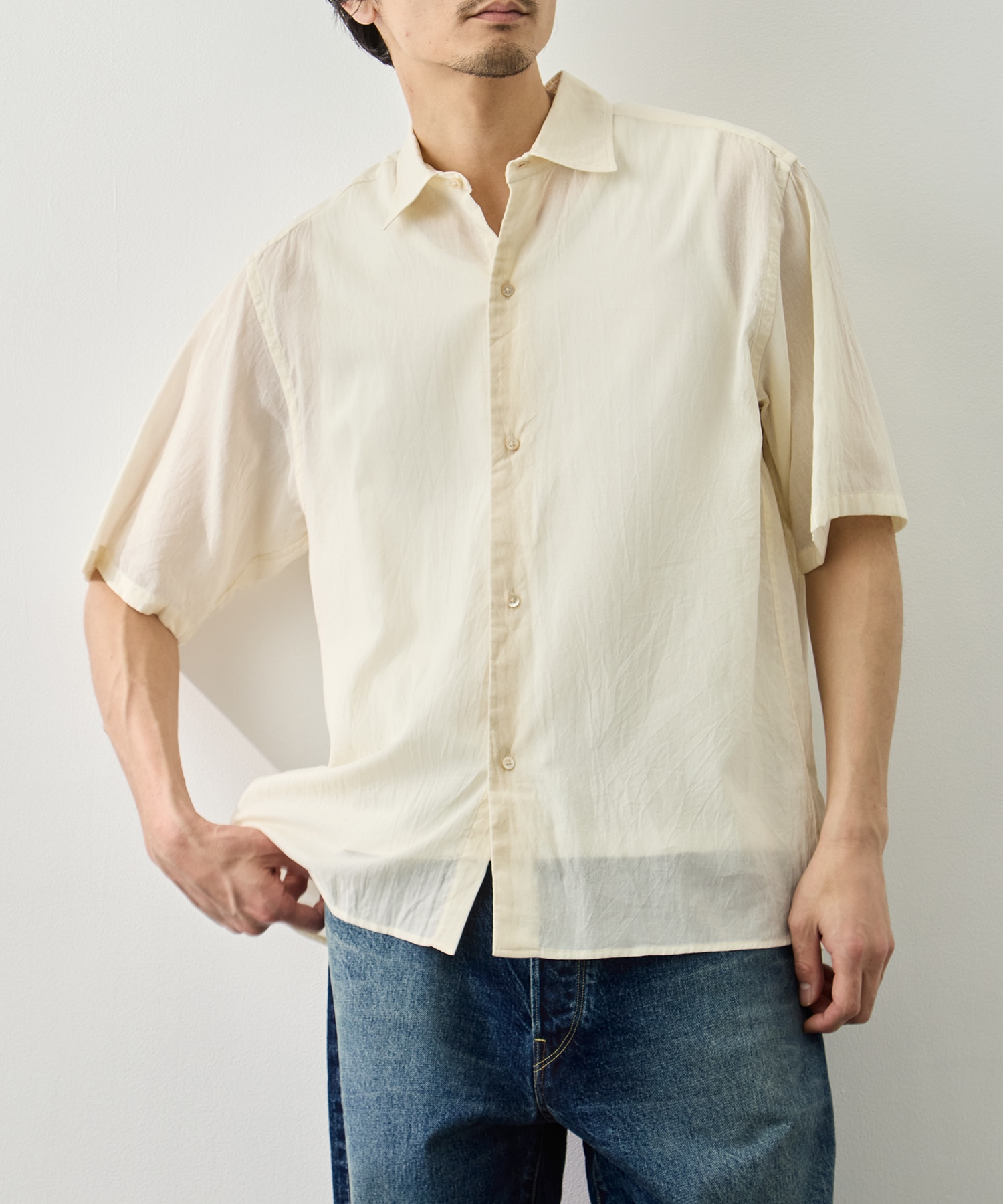Silk-Co Voile Half-Sleeve Shirt blurhms