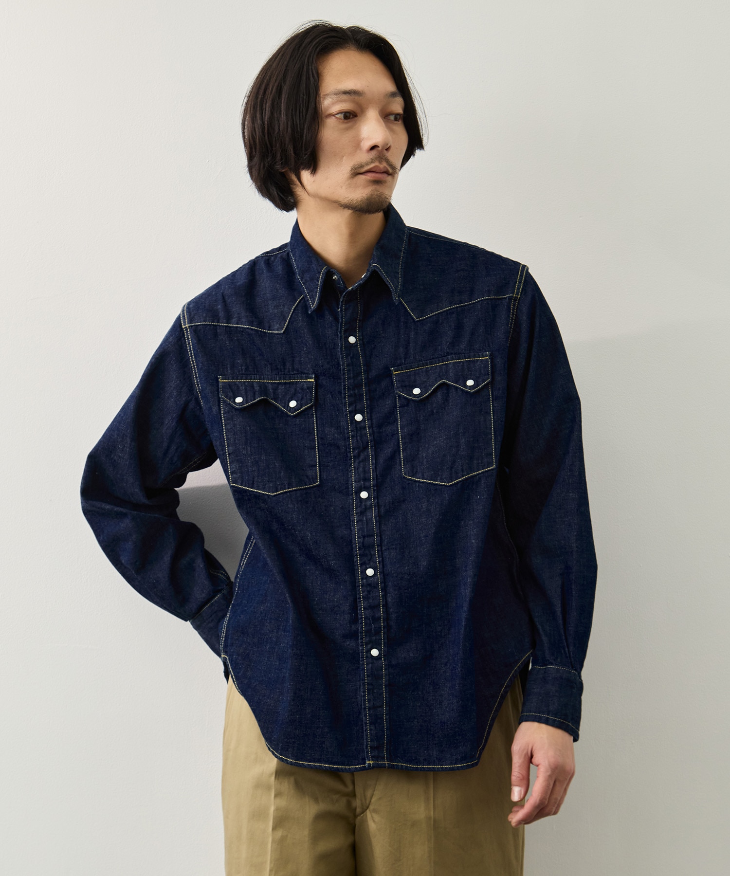 OW 8.5oz DENIM WESTERNSHIRT(ノコギリ型フラップ) REMI RELIEF