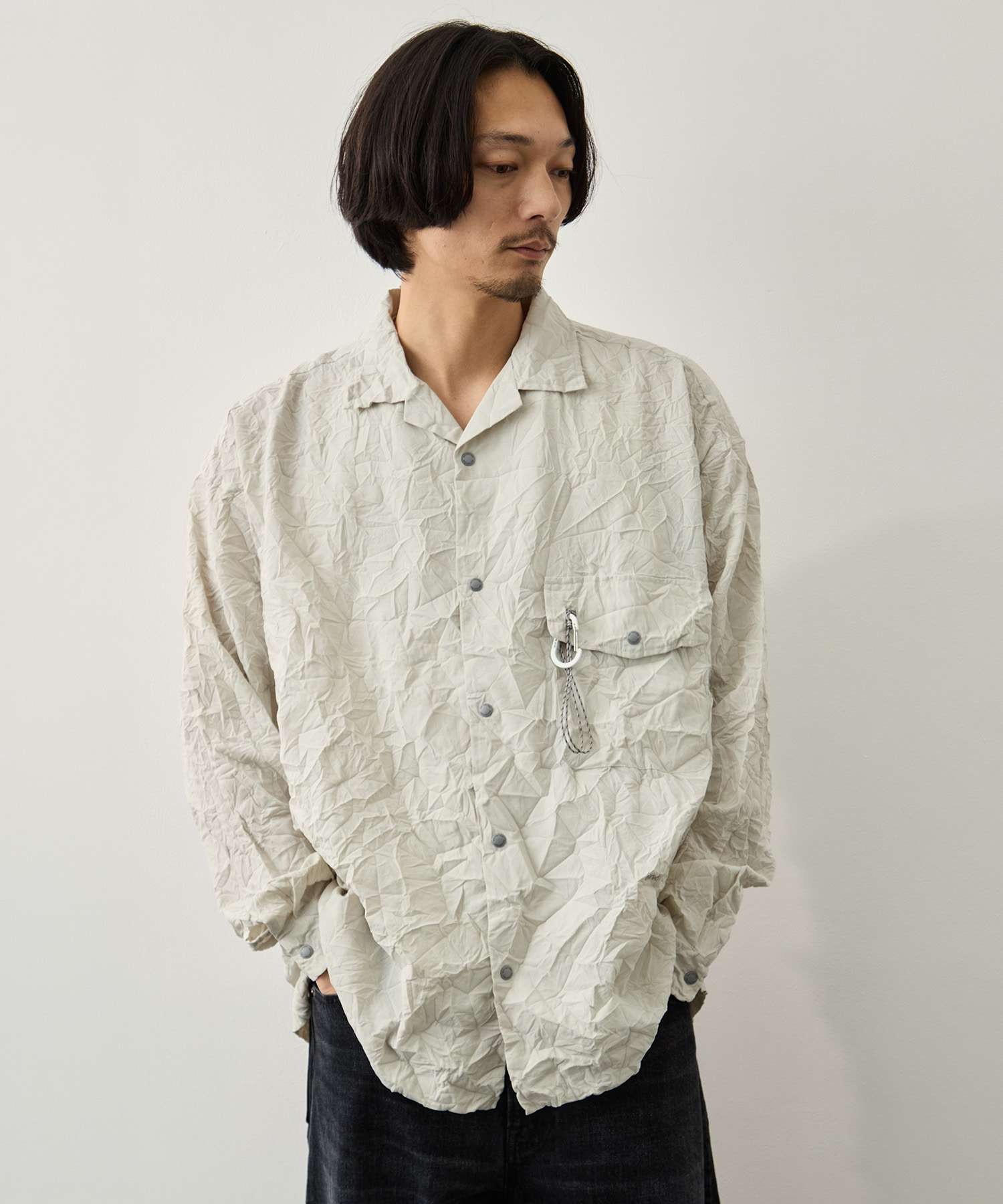 washer pleated open LS shirt and wander