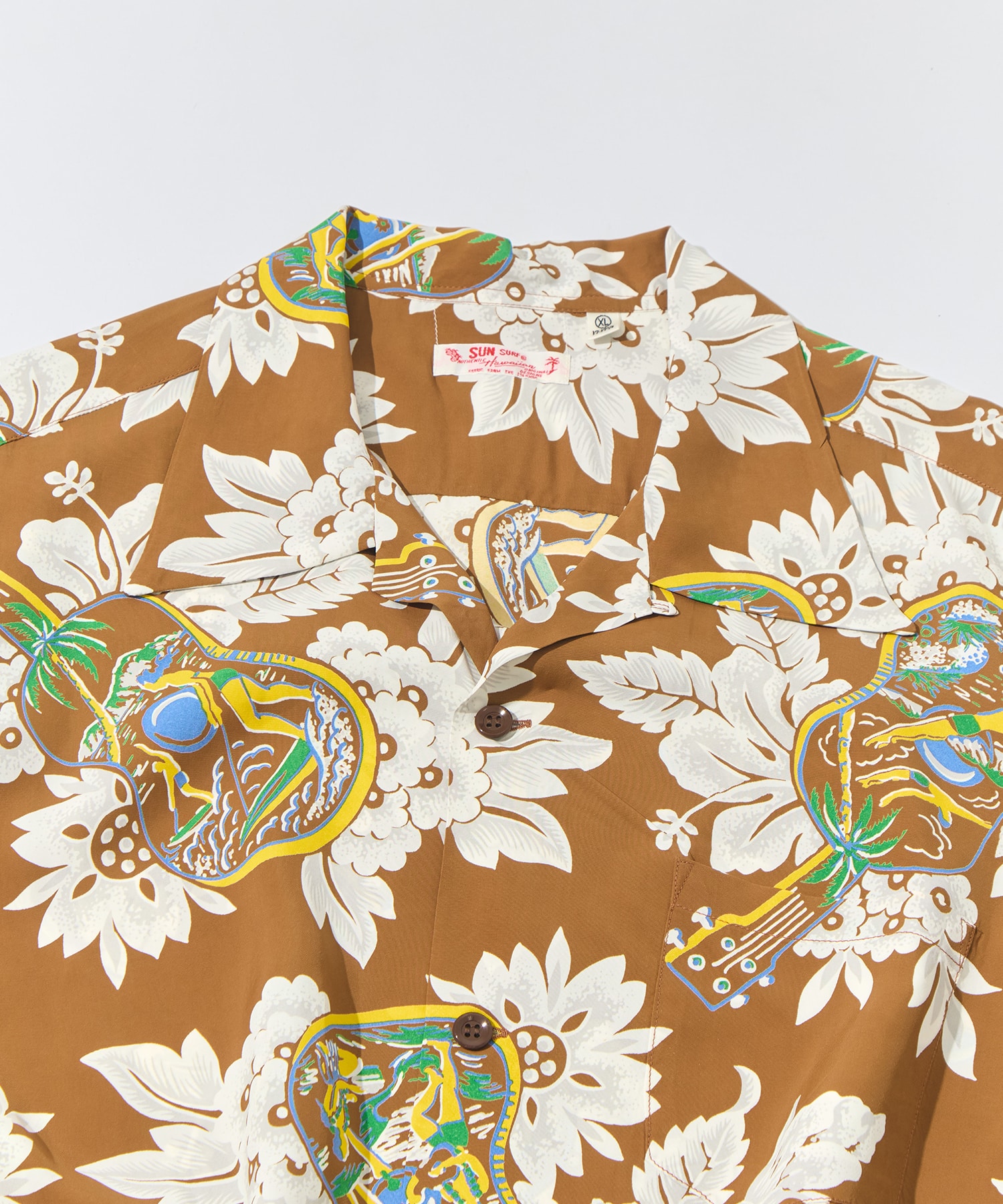 UKULELE MELODYS/S RAYON HAWAIIAN SHIRT SUN SURF