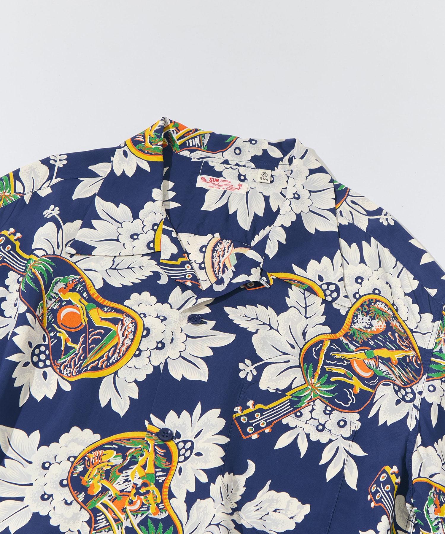 UKULELE MELODYS/S RAYON HAWAIIAN SHIRT SUN SURF