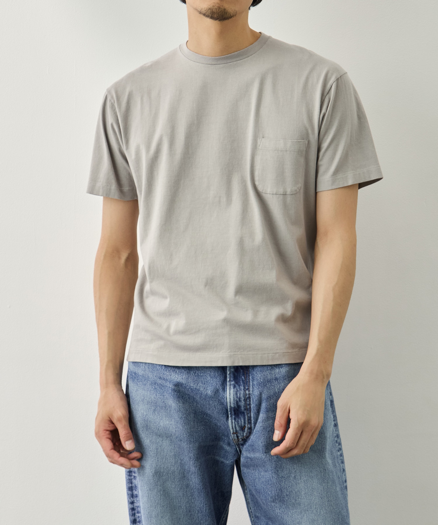 度詰めTシャツ　ポケット付き YAECA