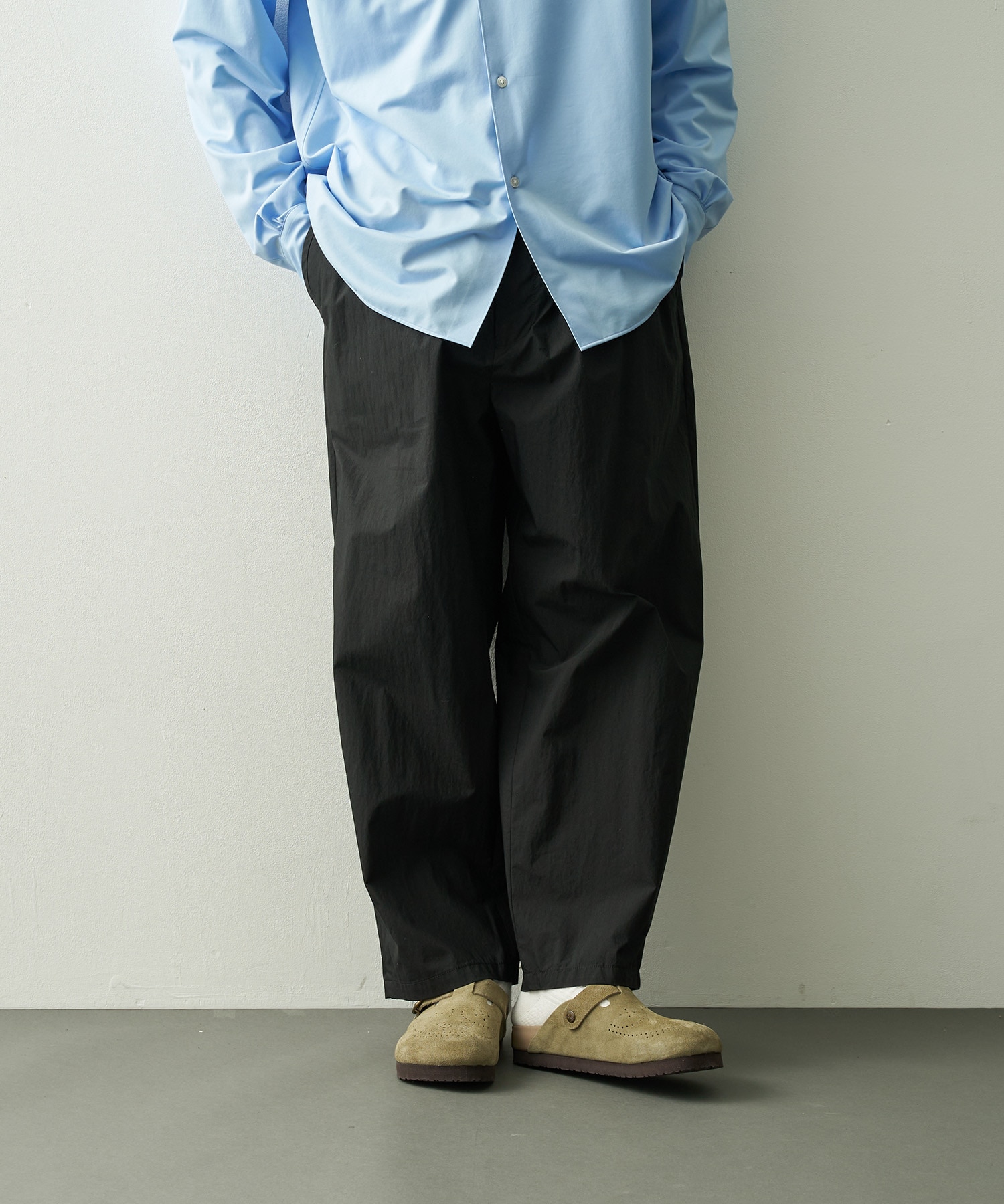 PC-035-3942-0010/BLACK/POPLIN EASY PANTS PORTER CLASSIC