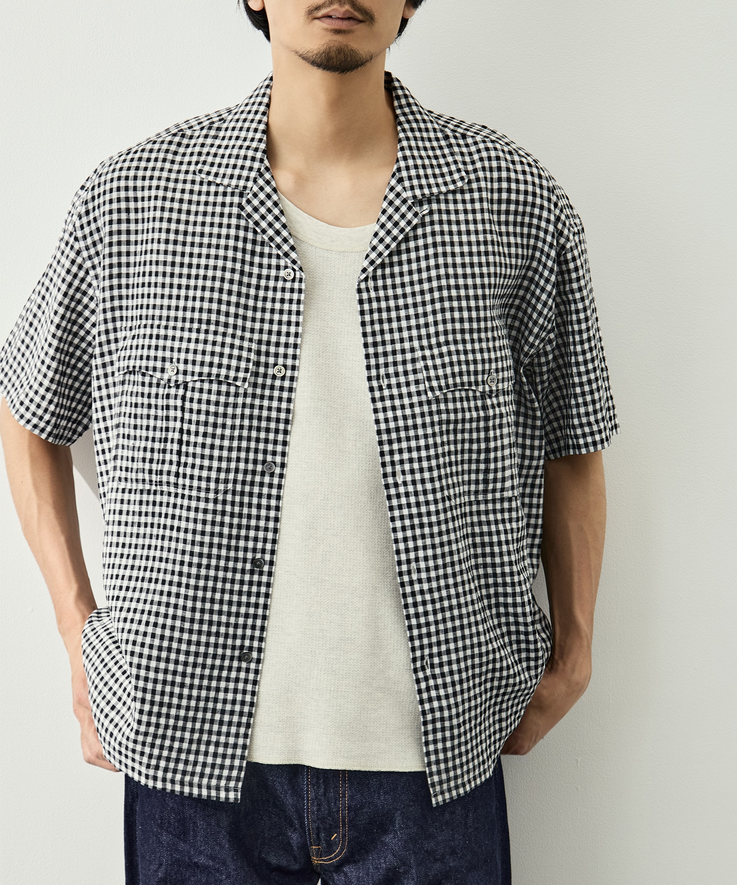 PC-016-3979-0010/BK/KEROUAC LINEN GNGHM CK SHIRT PORTER CLASSIC