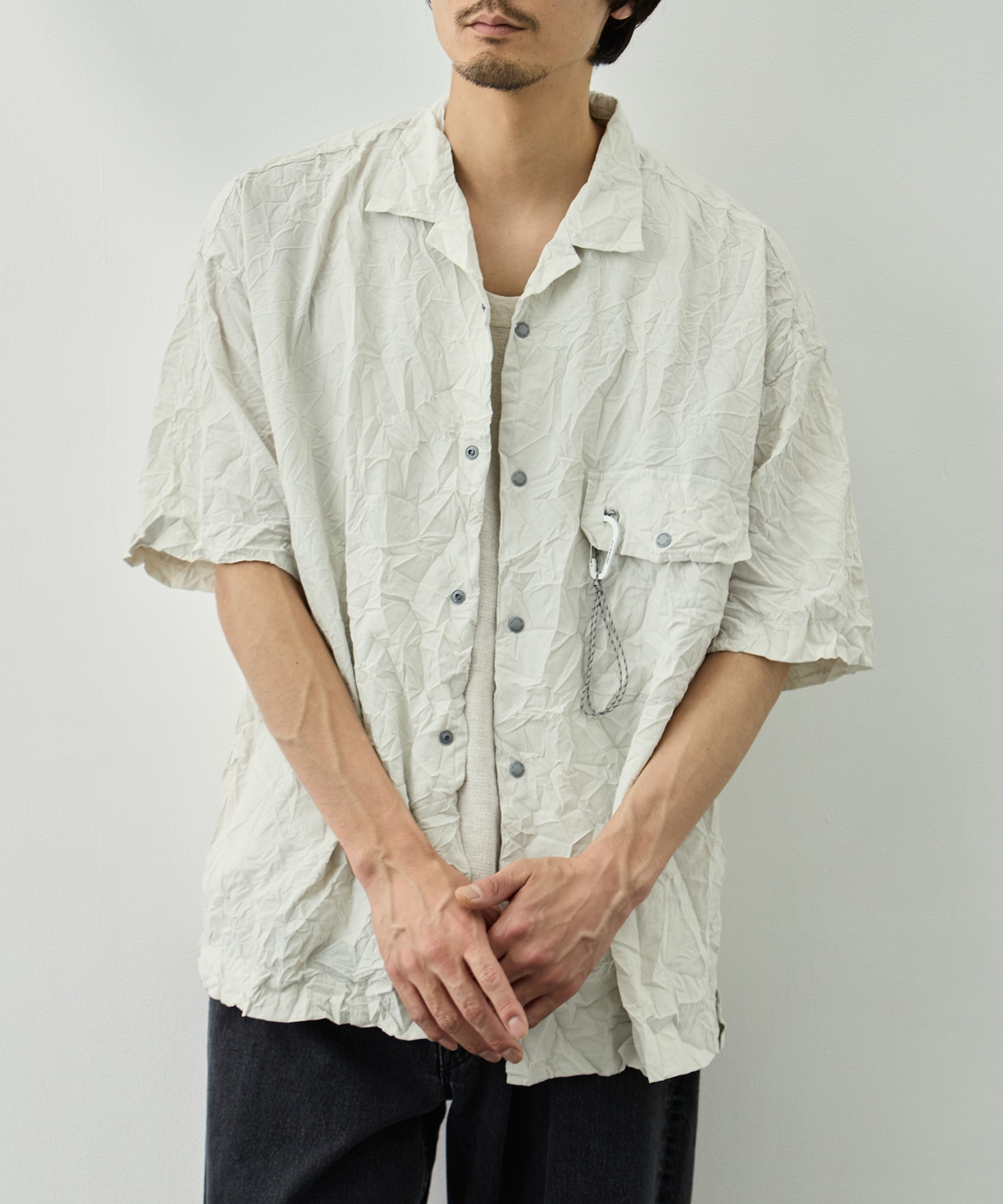 washer pleated open SS shirt and wander