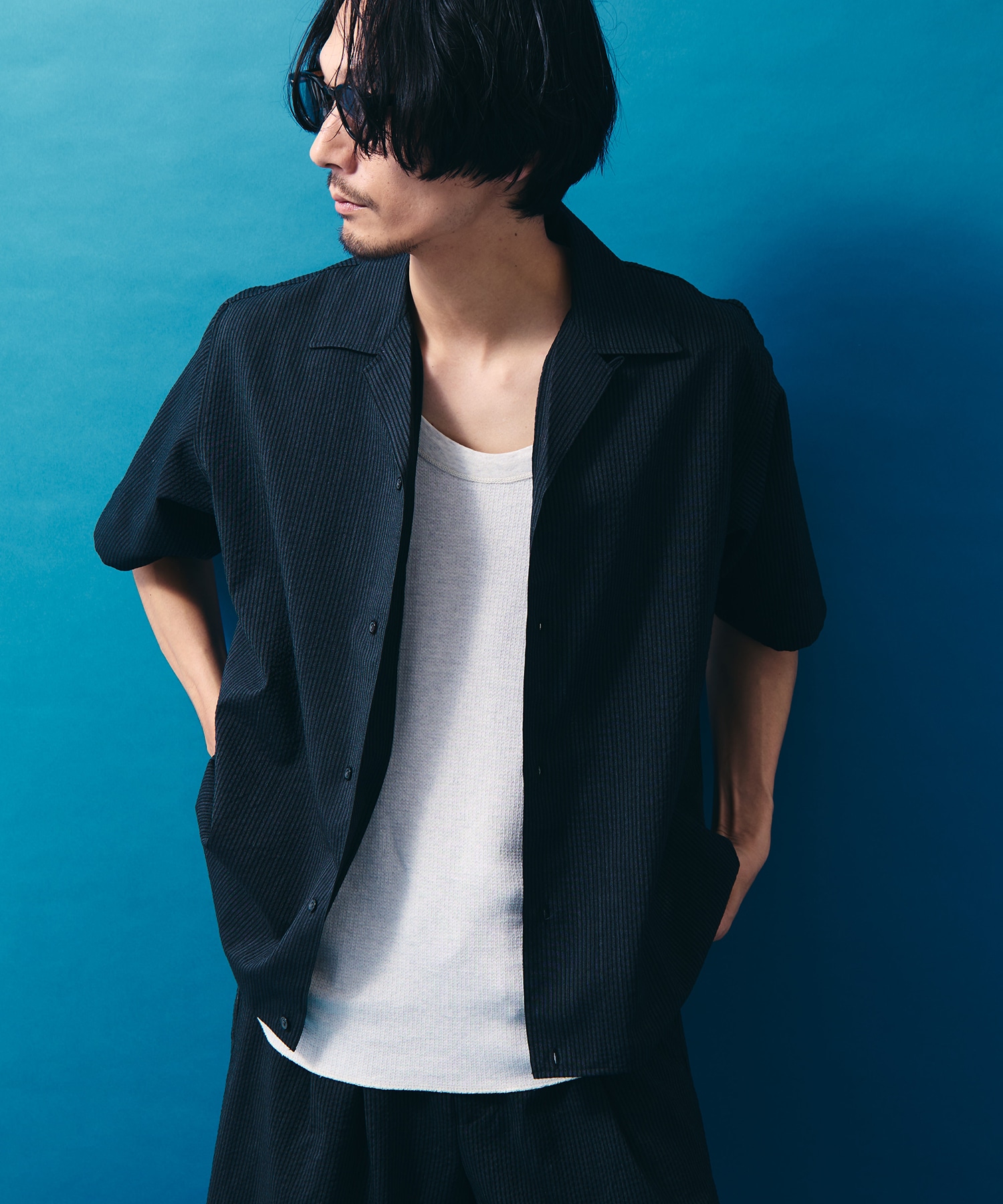 別注OPEN COLLAR S/S SHIRT WITH HEM TAB marka