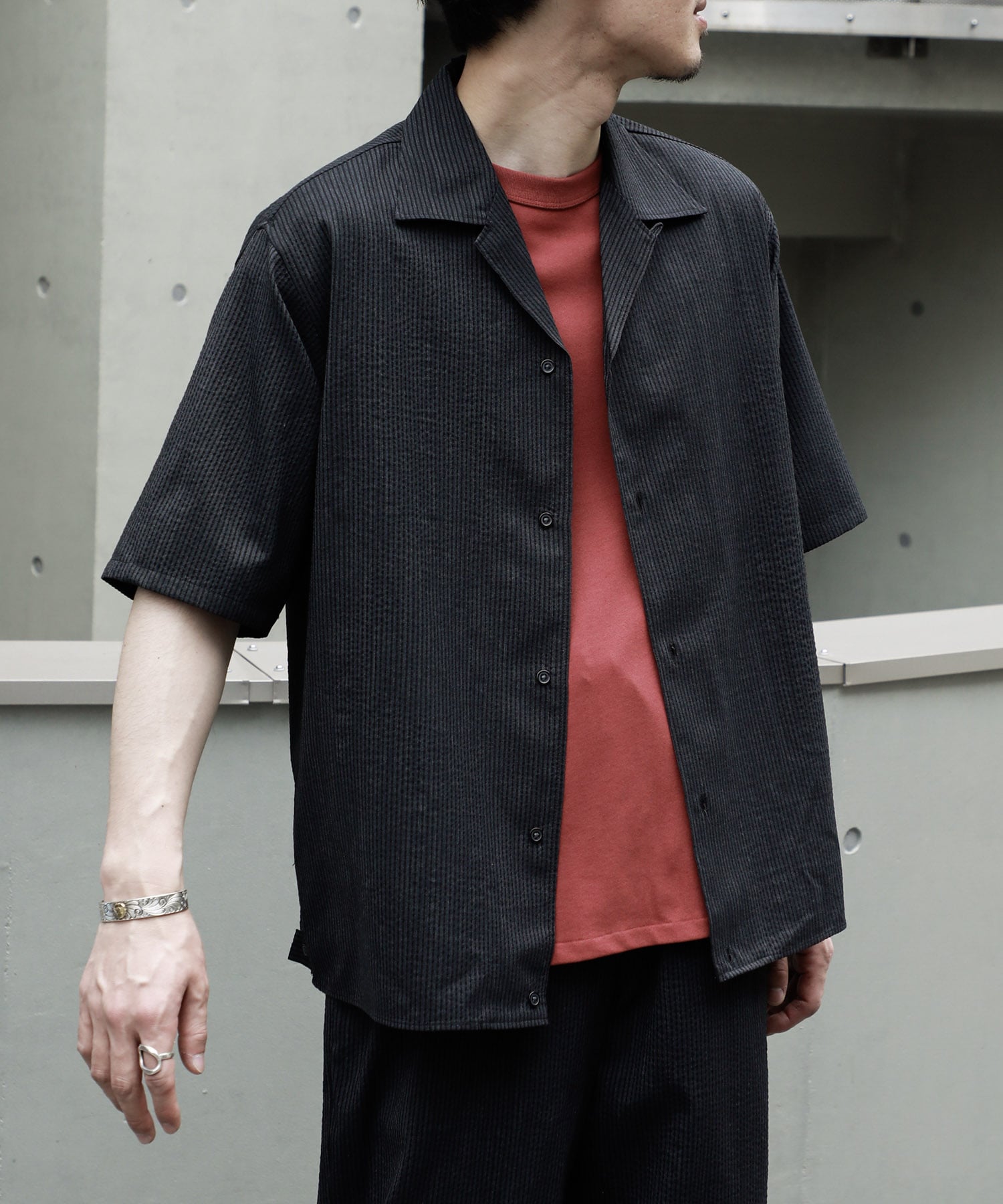 別注OPEN COLLAR S/S SHIRT WITH HEM TAB marka