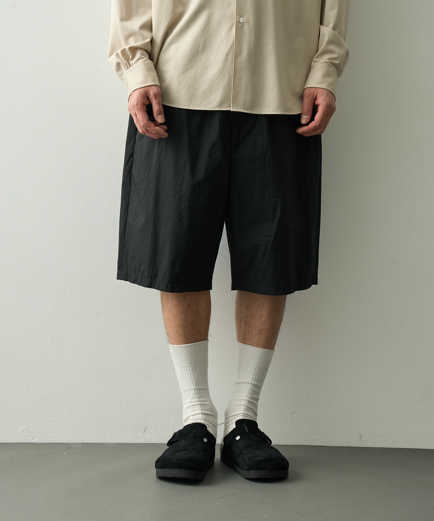 PC-035-3943-0010/BLACK/POPLIN EASY SHORTS PORTER CLASSIC