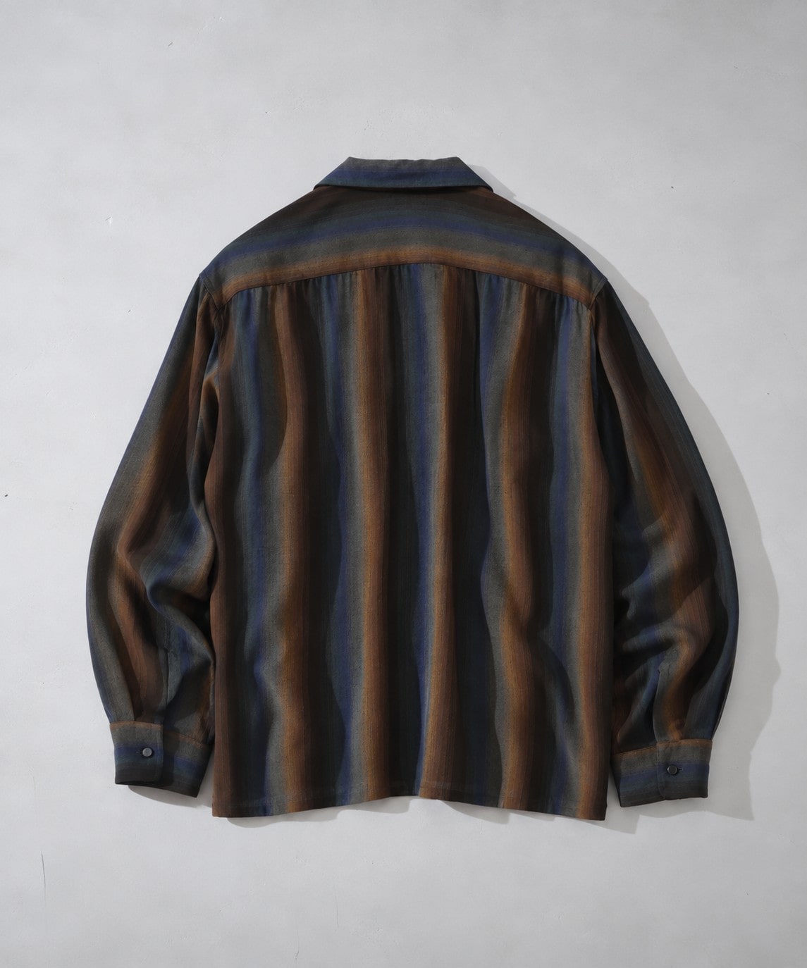 SMILE POCKET OPEN COLLAR SHIRTS -Wool Rayon Gradetion stripe- SEVEN BY SEVEN