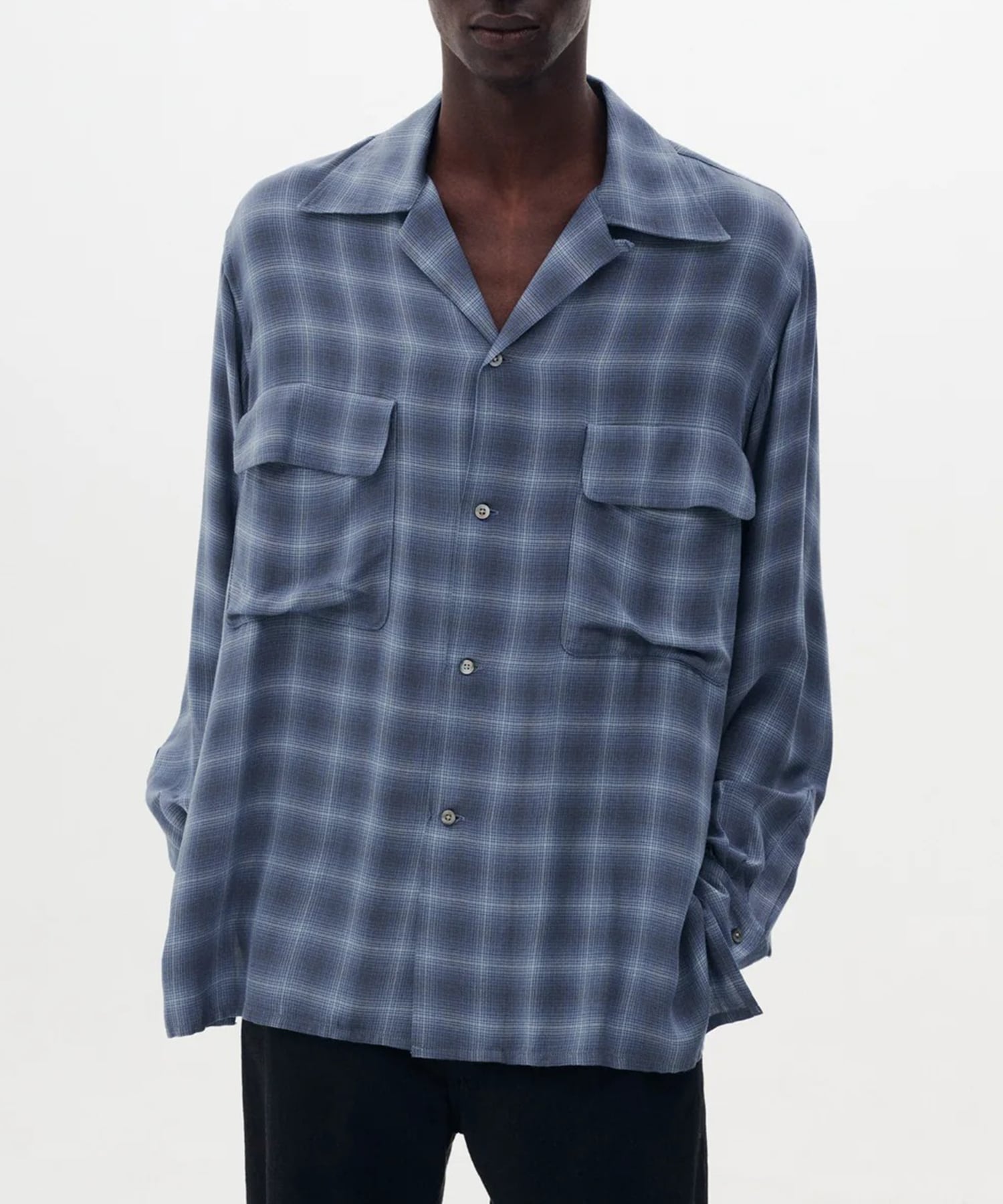 Modal Plaid Open Collar Shirt YOKE