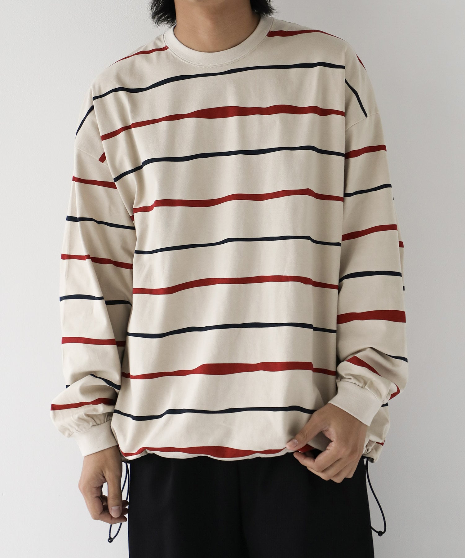 SUPER BIG STRIPE LS TEE (W/DRAWSTRINGS) S.F.C