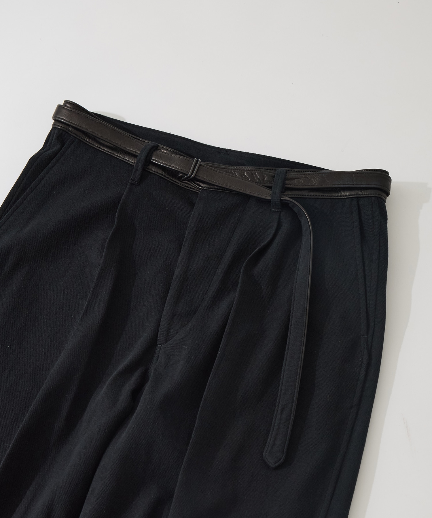 Denim-Leather Belted Trousers blurhms