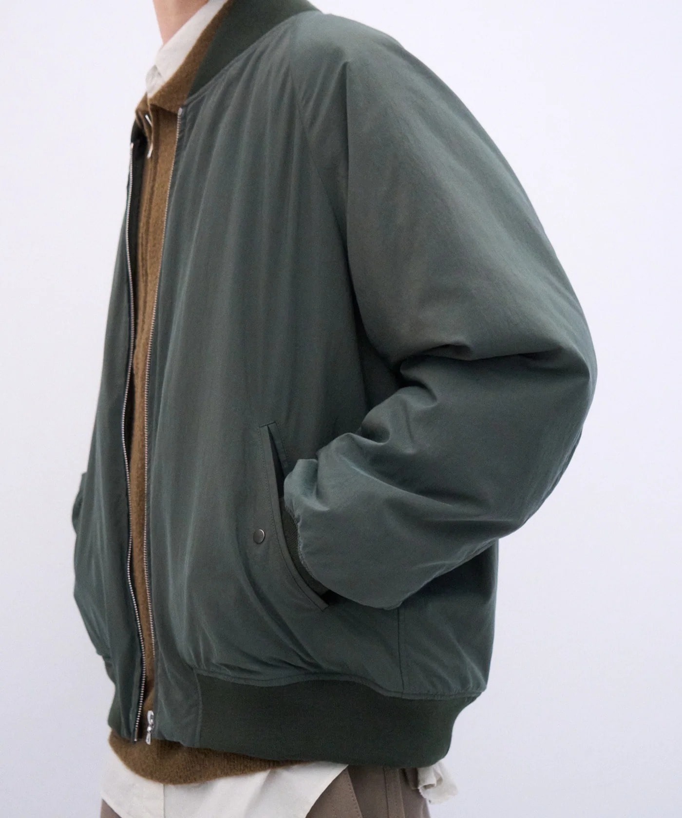 FIBRIL NYLON SATIN FLIGHT JACKET ATON
