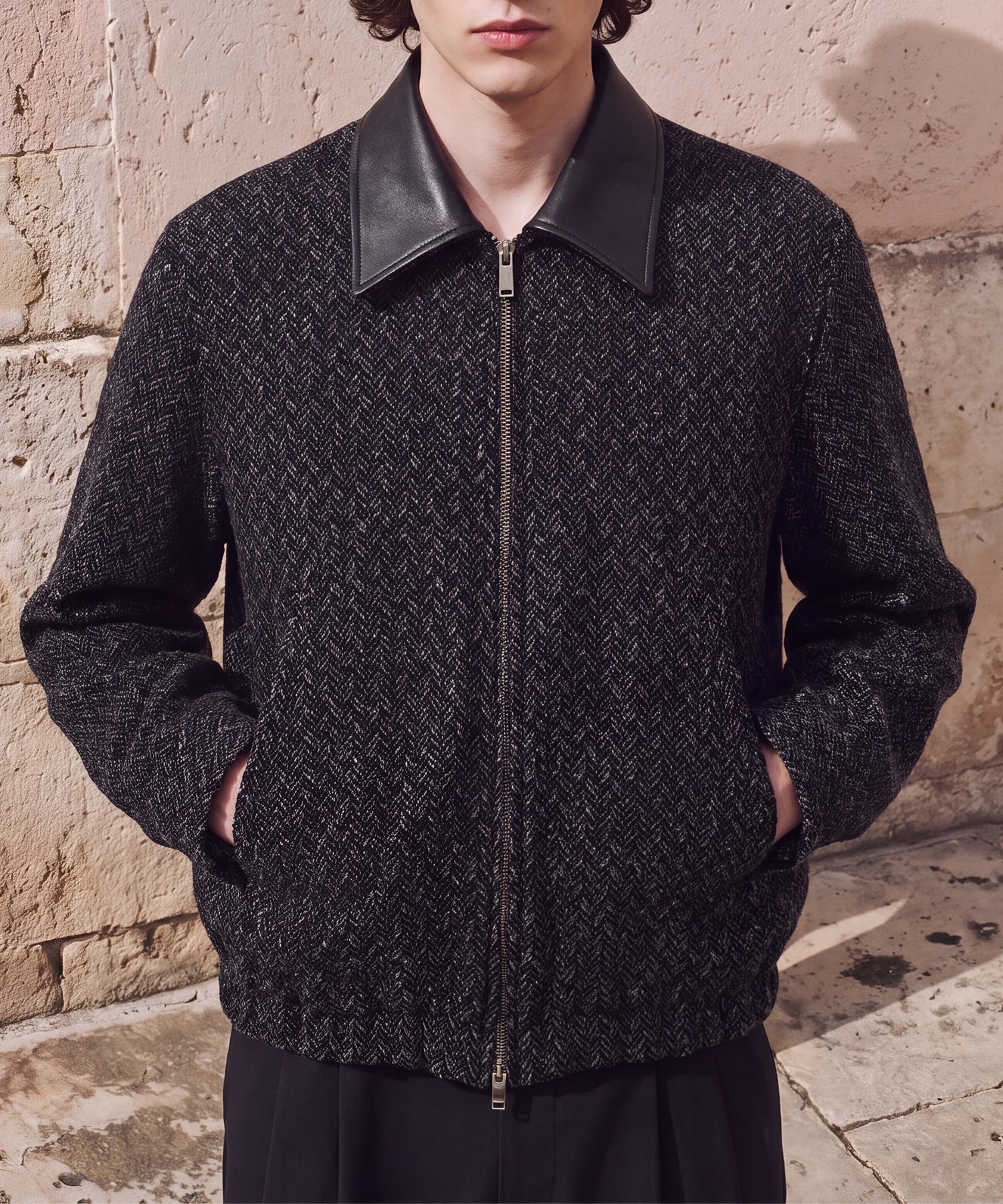 Herringborn Tweed Zip Blouson YOKE