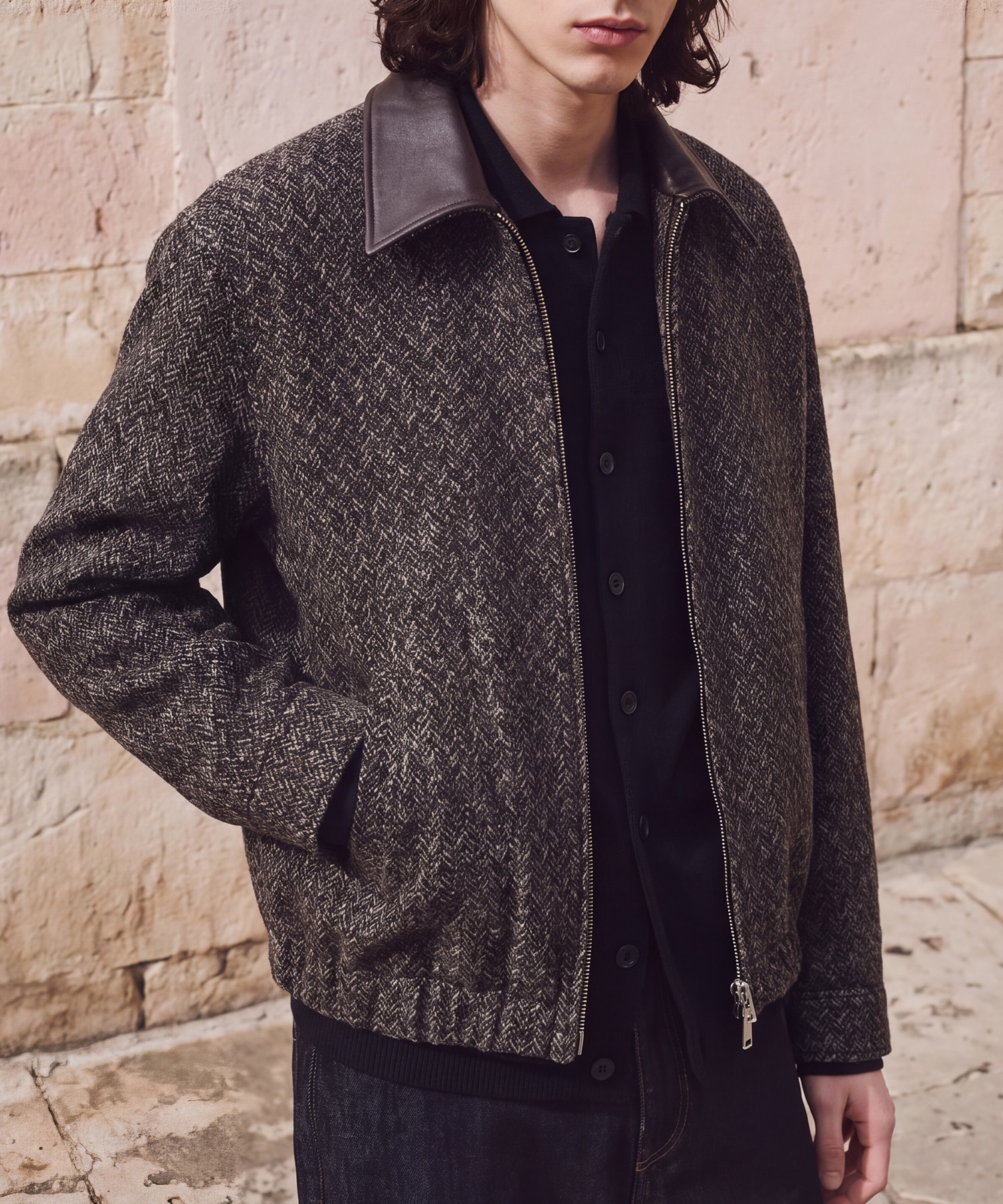 Herringborn Tweed Zip Blouson YOKE