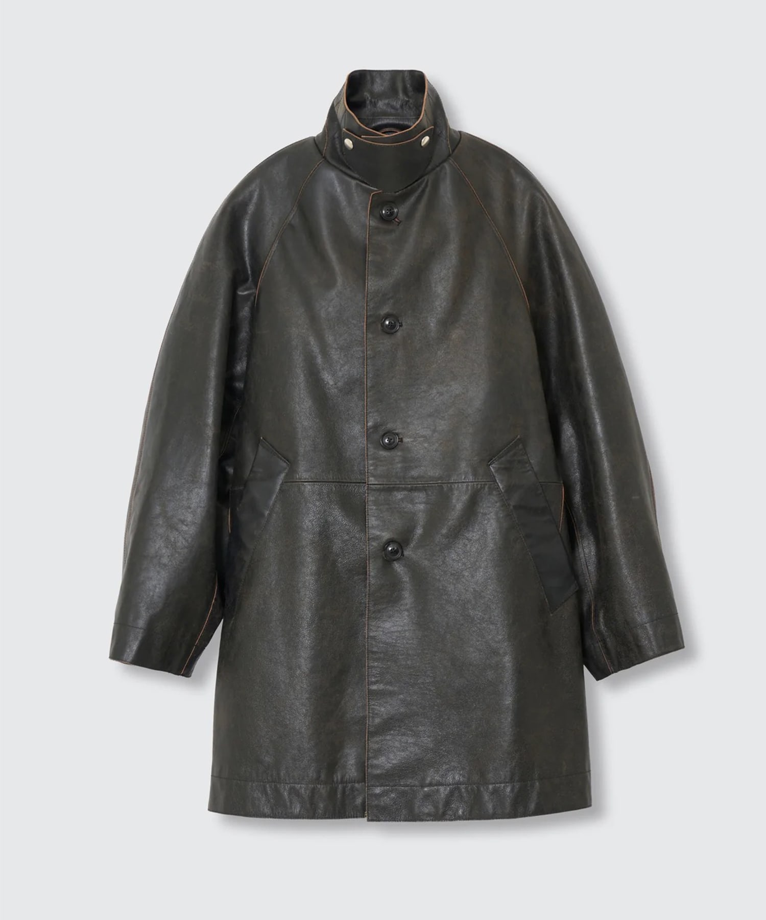 Cracked Leather Cut-off Half Coat YOKE