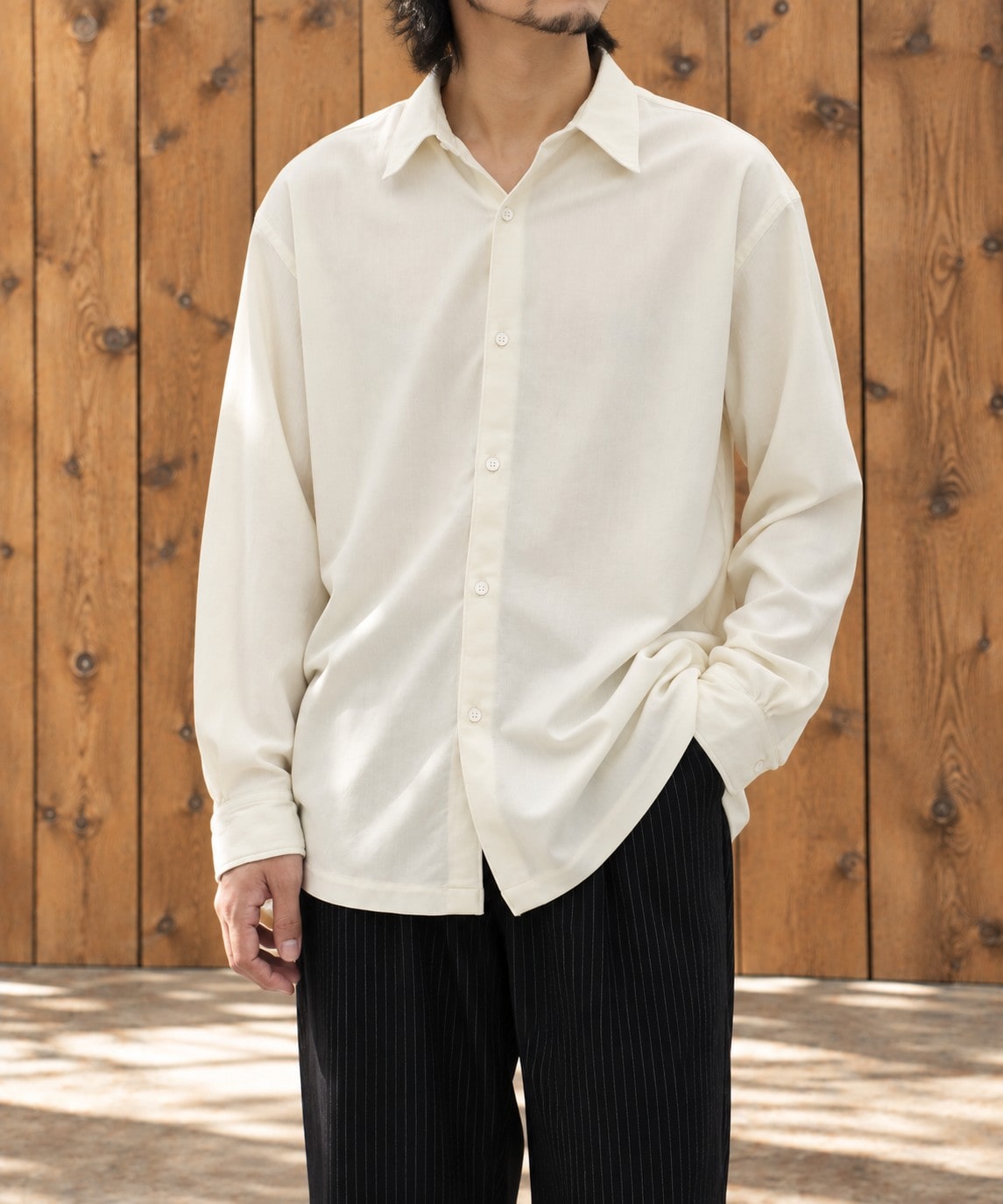 別注 36G Wool Fulling Stripe Modest Shirt KANEMASA PHIL.