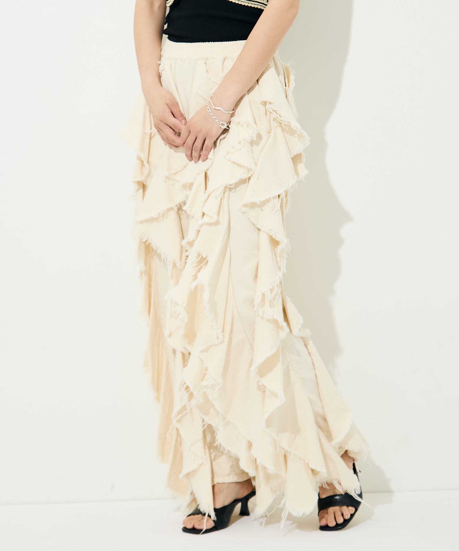 LIGHT OZ RUFFLE DENIM PANTS BELPER
