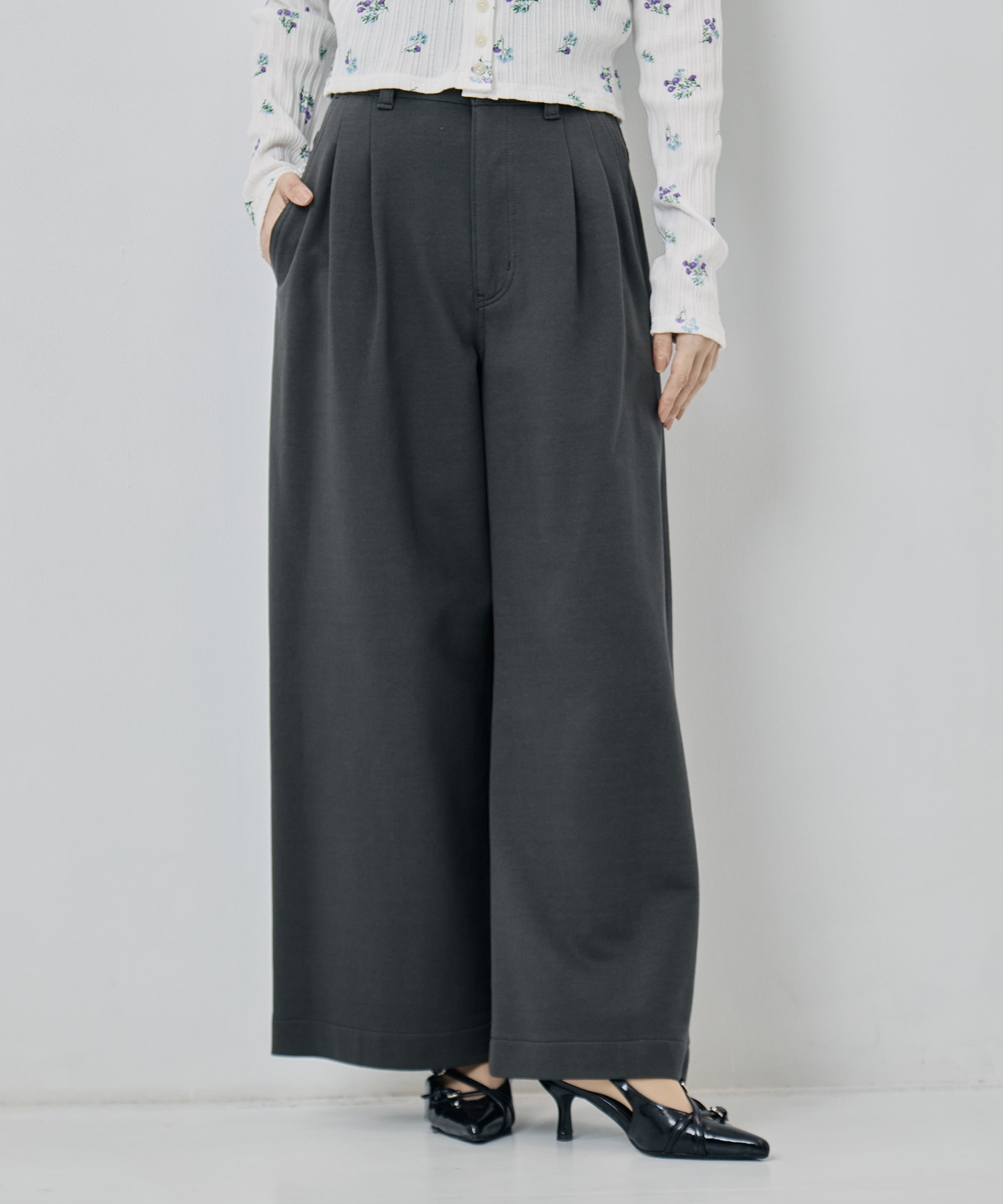 Hard Compact French Terry Wide Pants PHEENY