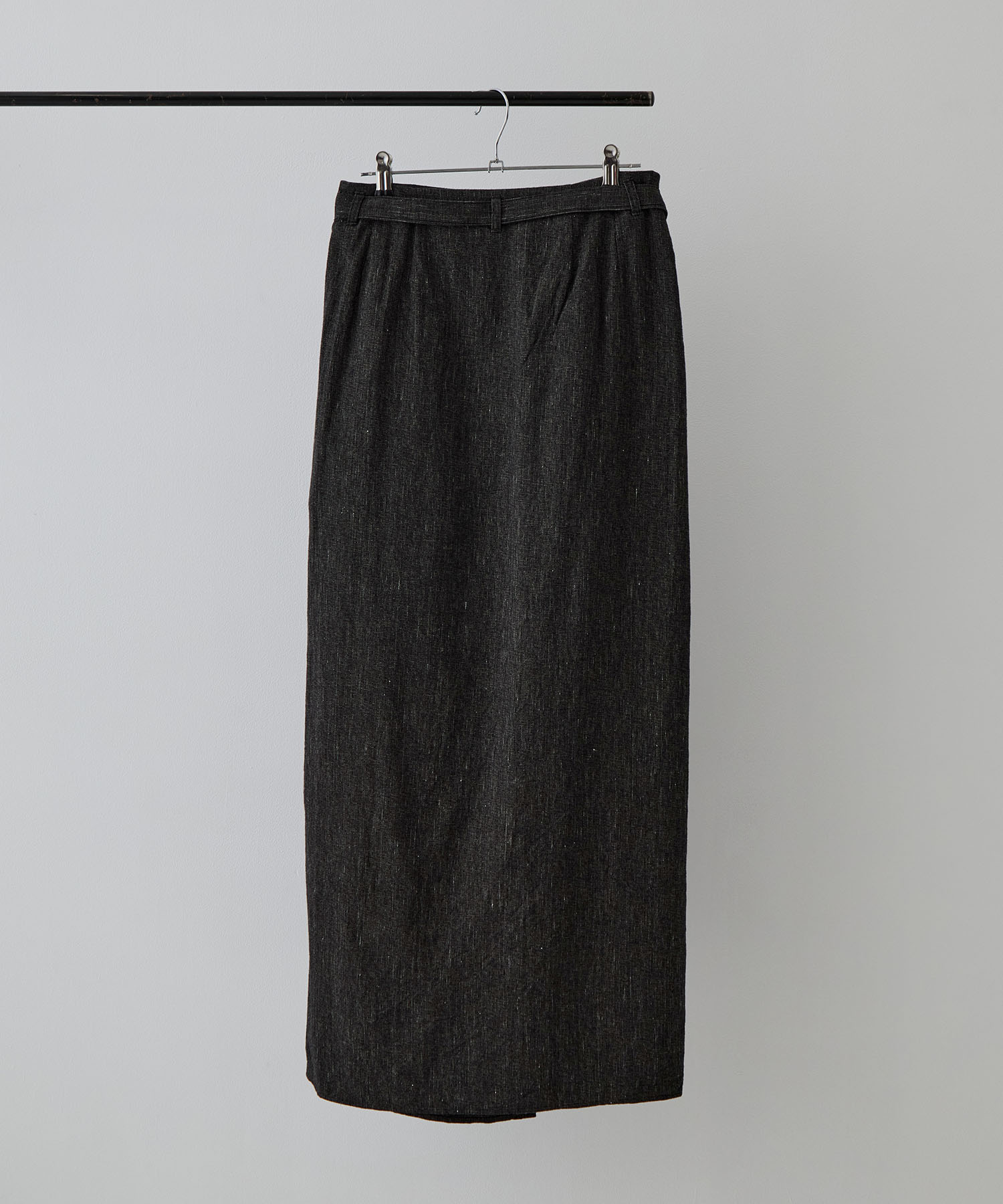 Cotton Mix Nep Wrap Belted Skirt blurhms