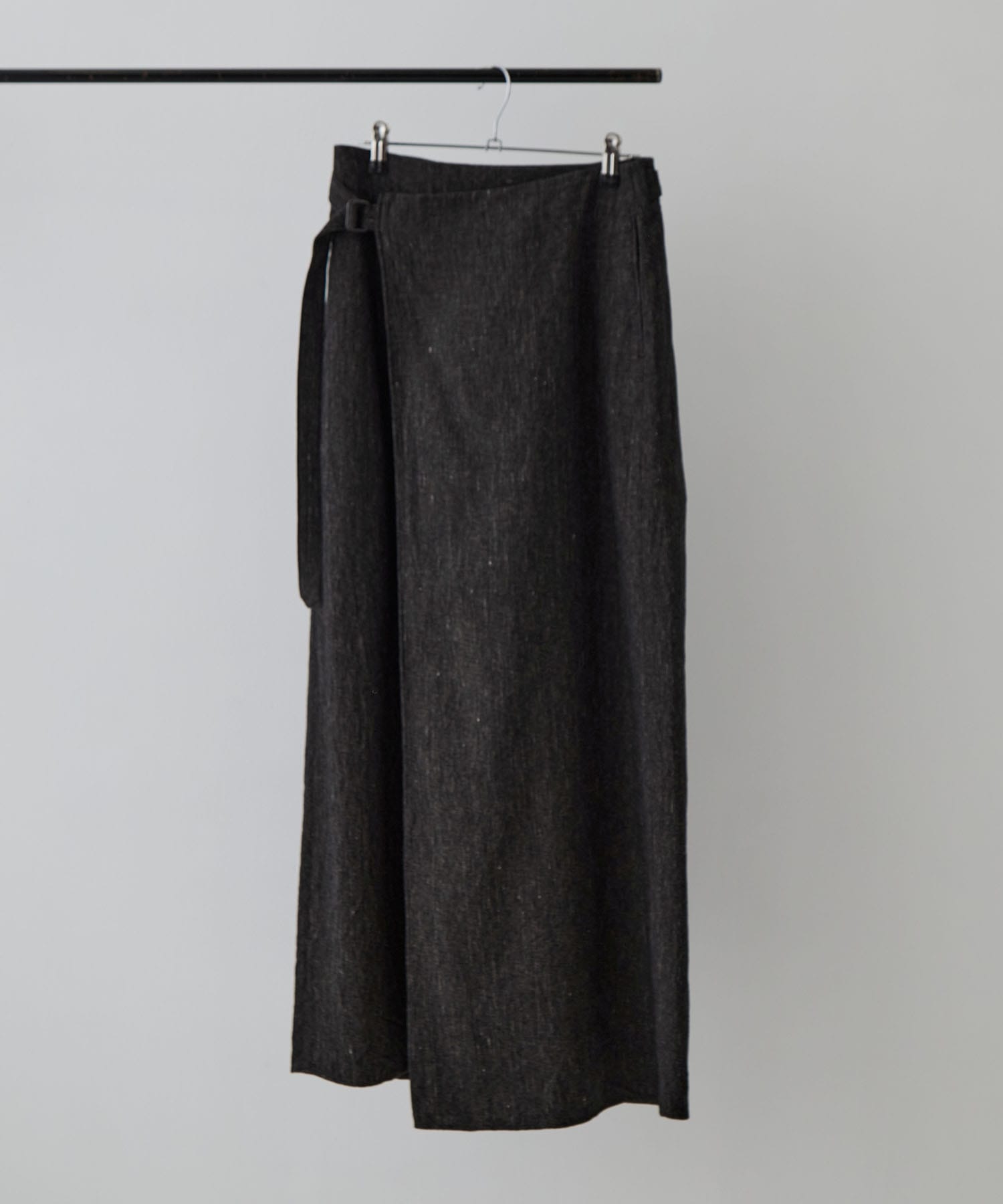 Cotton Mix Nep Wrap Belted Skirt blurhms