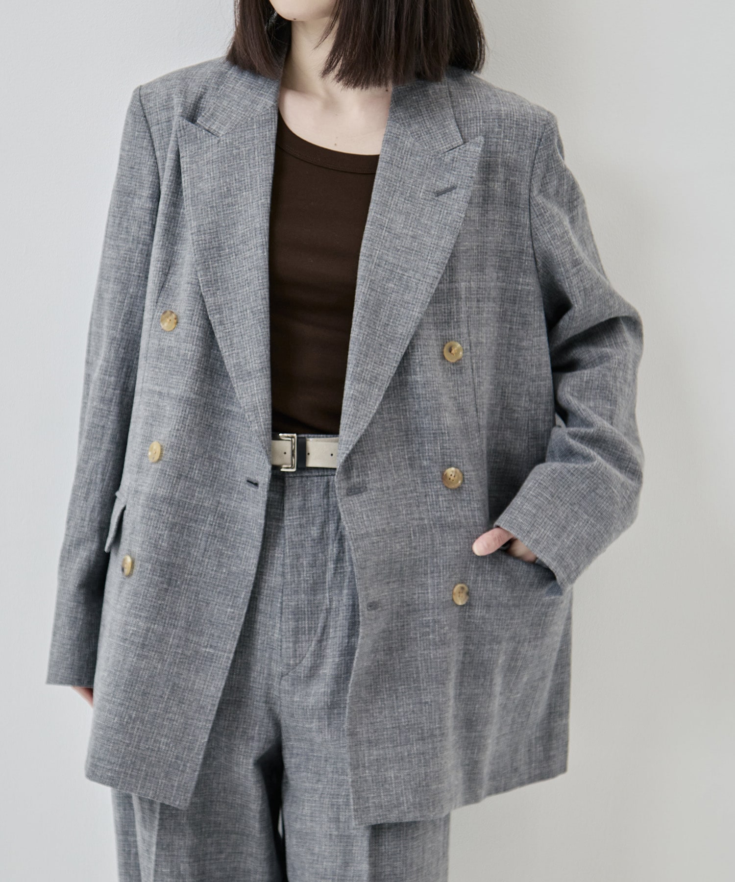Mix Heather Cotton Double-Breasted Jacket blurhms
