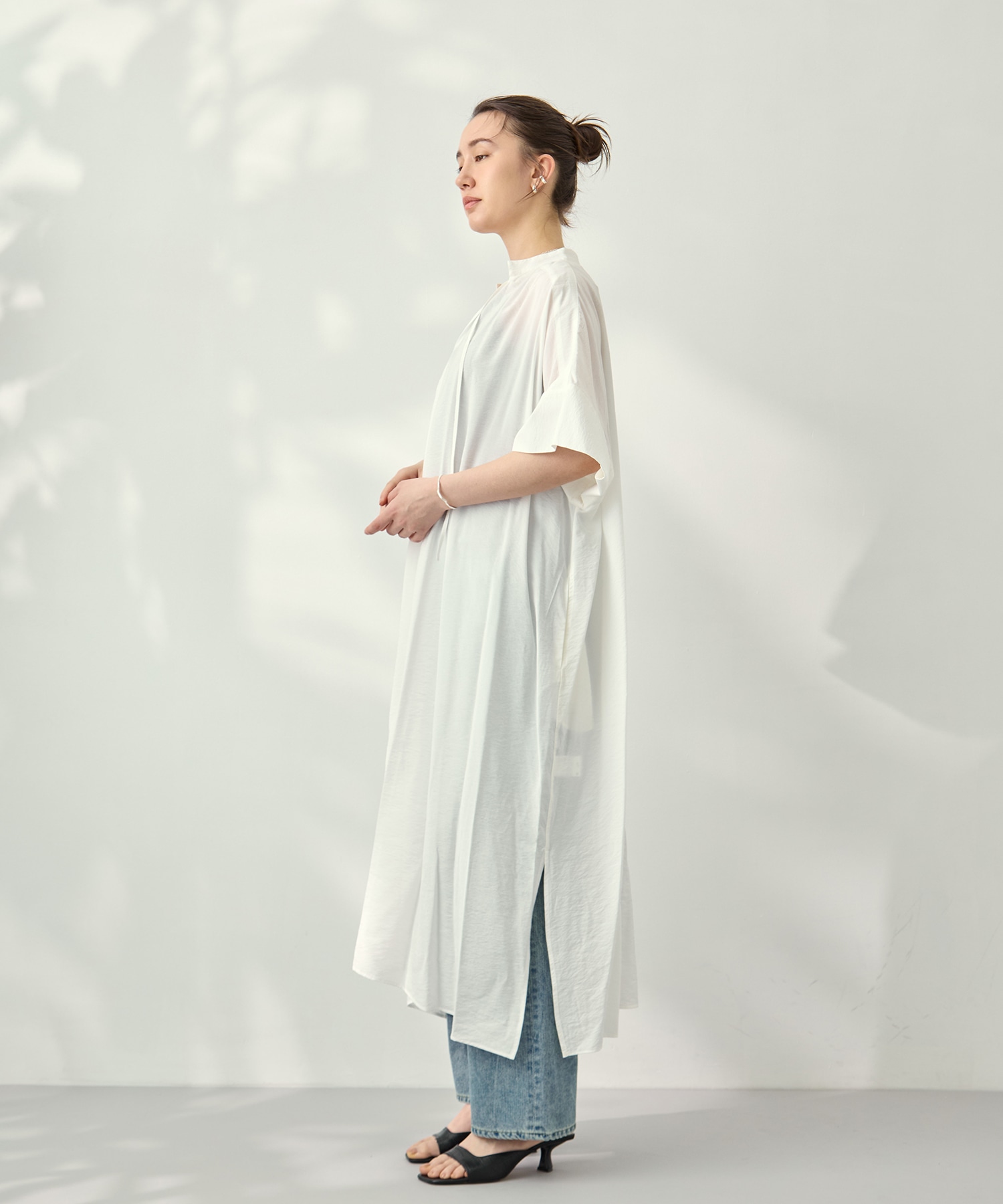 Modal silk gather neck dress 08sircus