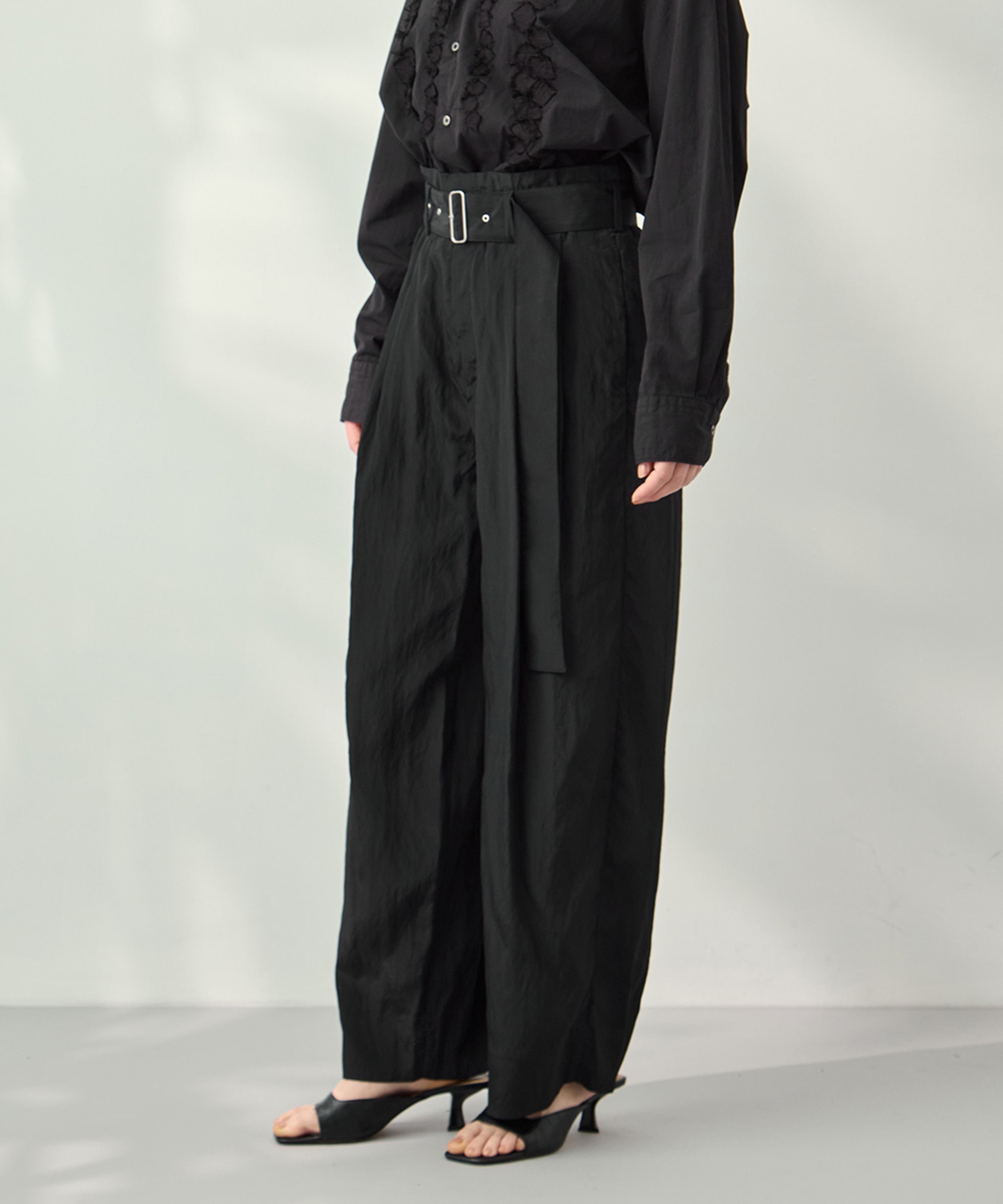 Viscose washer 2tuck belted wide pants 08sircus