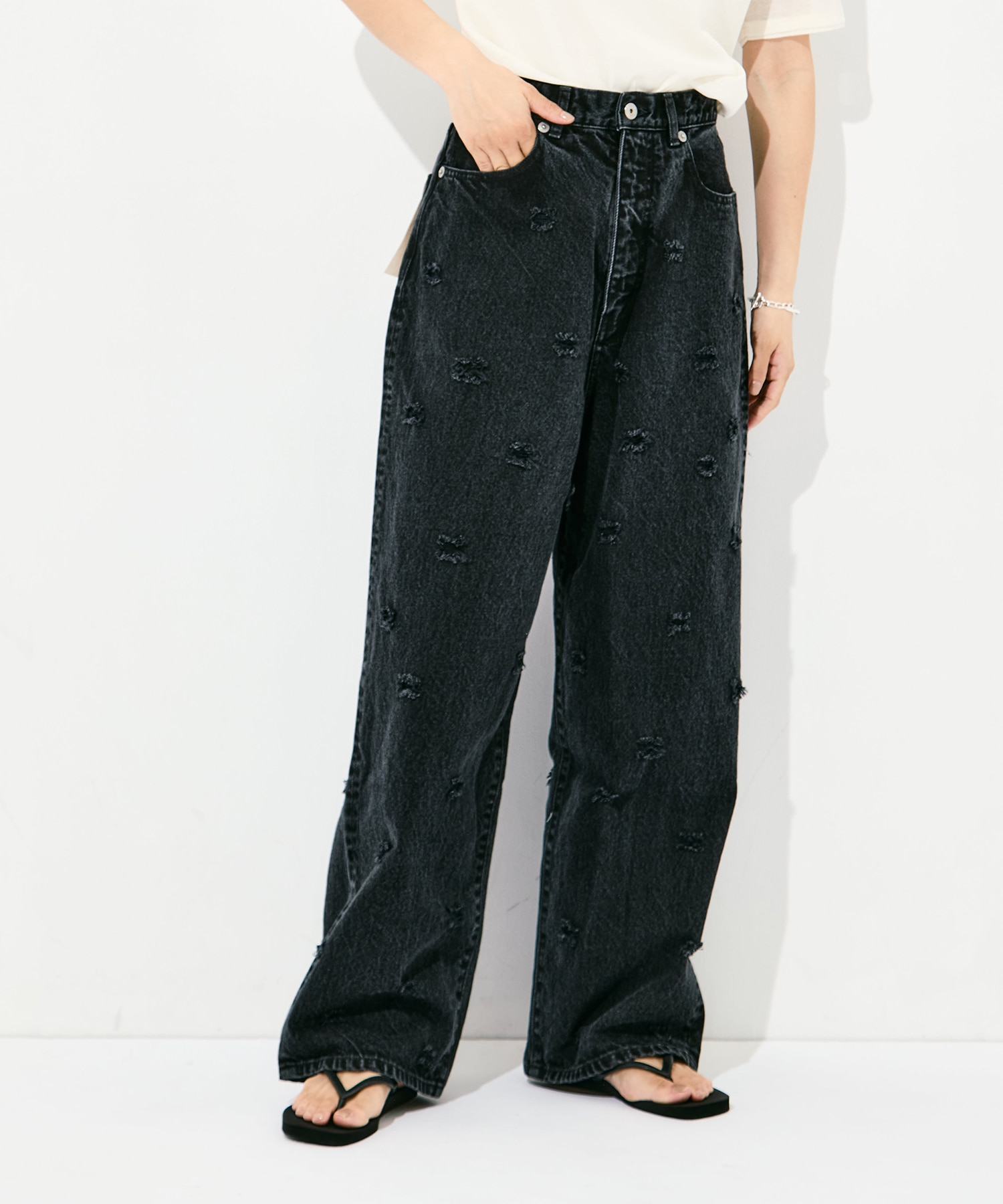 Dot Hole Denim Pants INSCRIRE