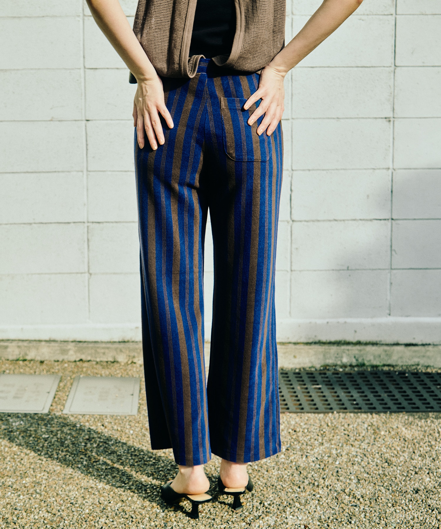 Pile  Border Relaxed Wide Pants PHEENY