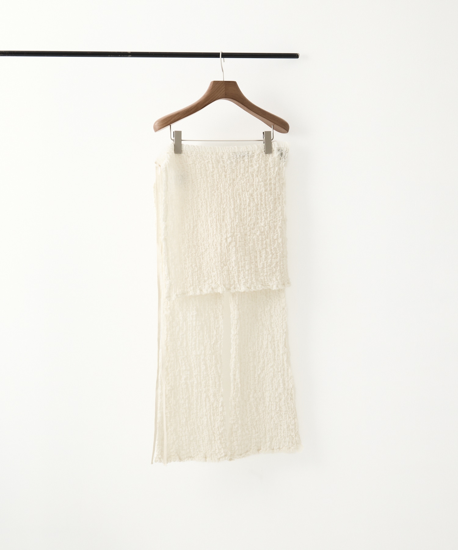 Shrink Lace Apron-Layered Flare Pants PHEENY