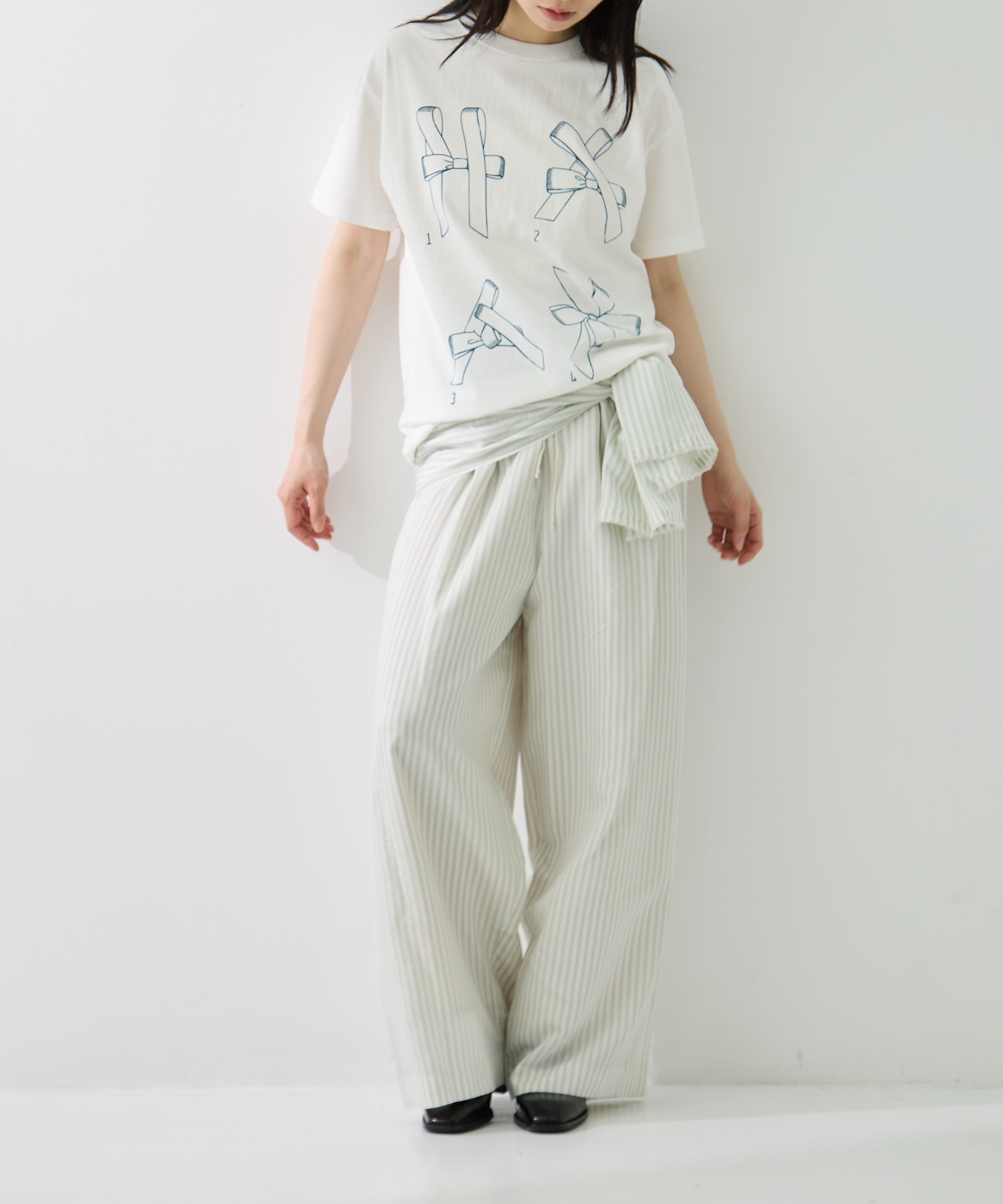 STRIPE PANTS W/BELT muller of yoshiokubo