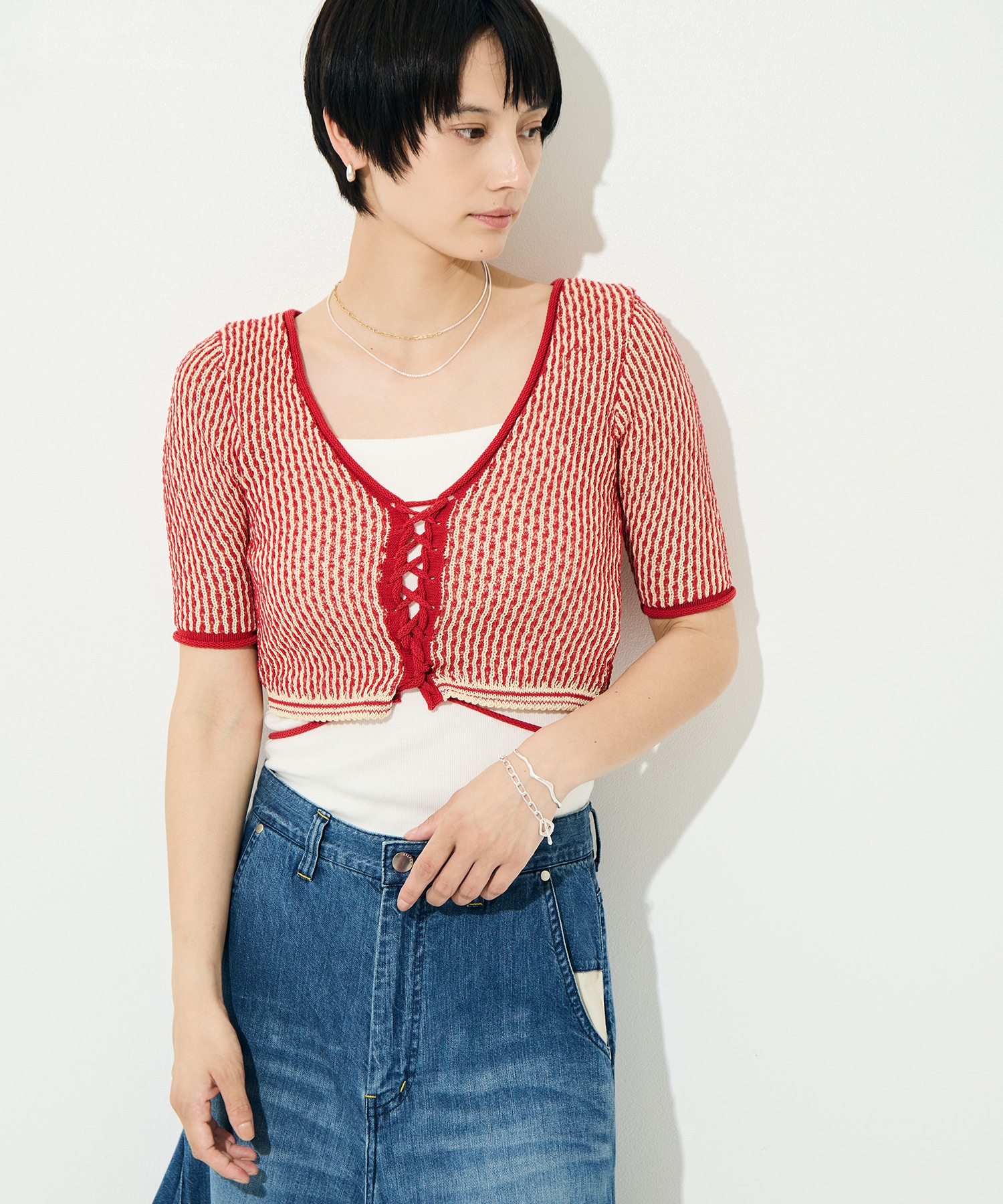 RIPPLE LACE-UP KNIT muller of yoshiokubo