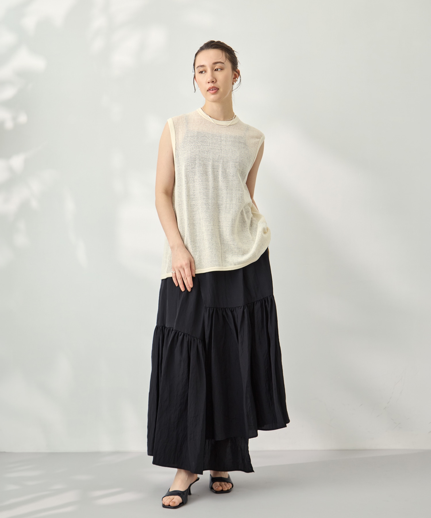 Basket Mesh Back-slit Tank PHEENY