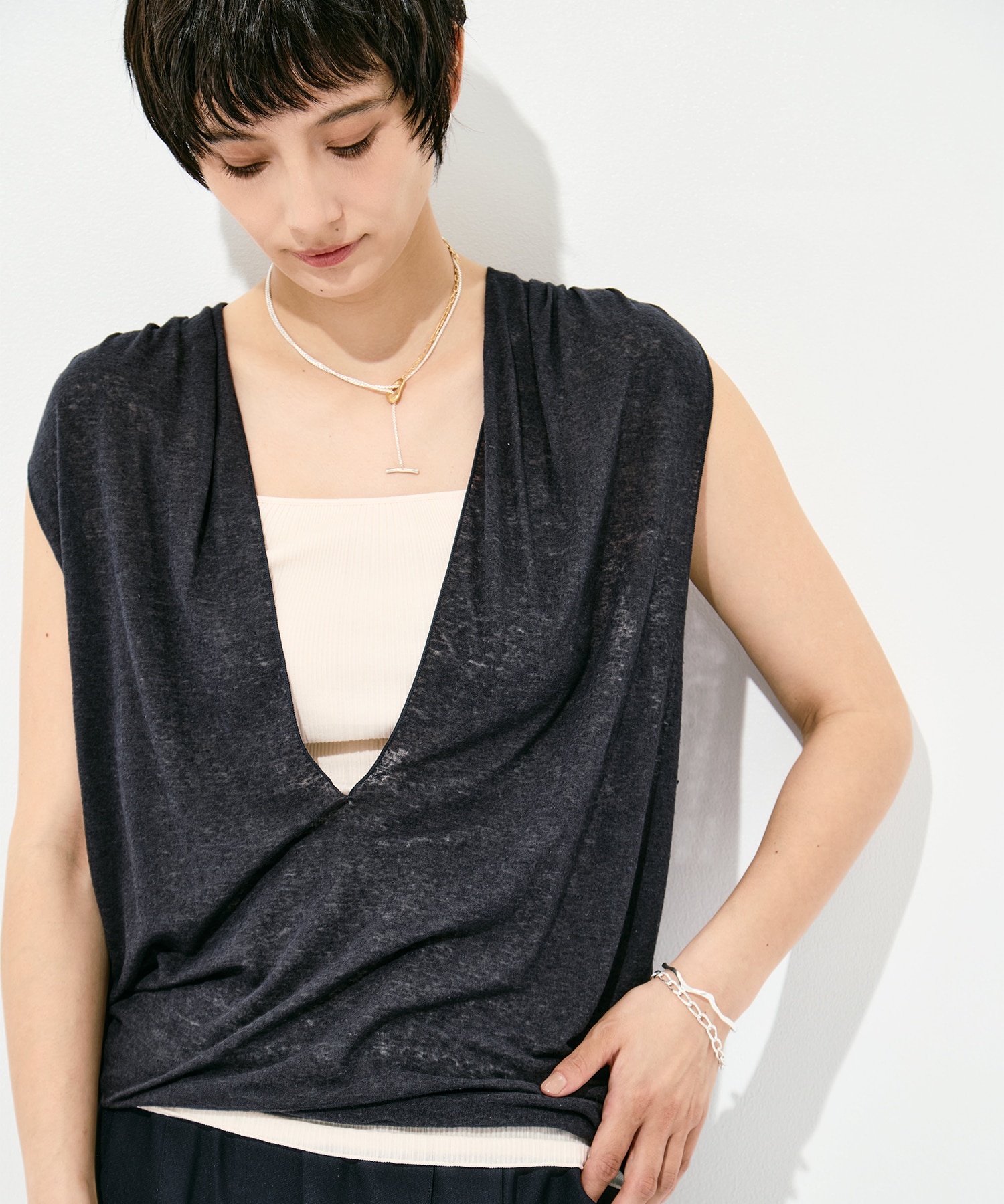 Draped No Sleeve Pull Over GOOD PEOPLE GOOD STITCHING GOOD PRODUCT