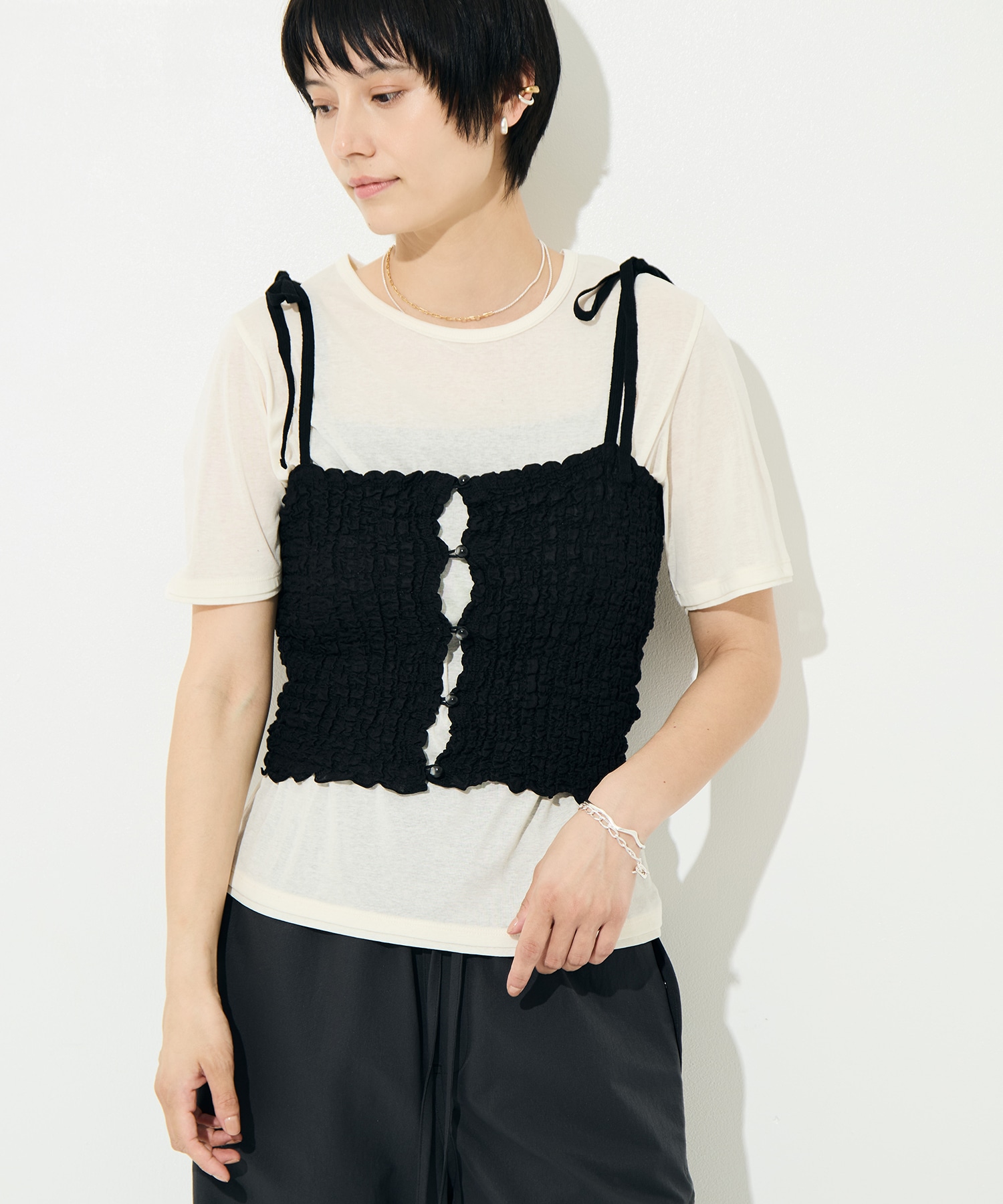 Shrink Lace Frill Camisole PHEENY