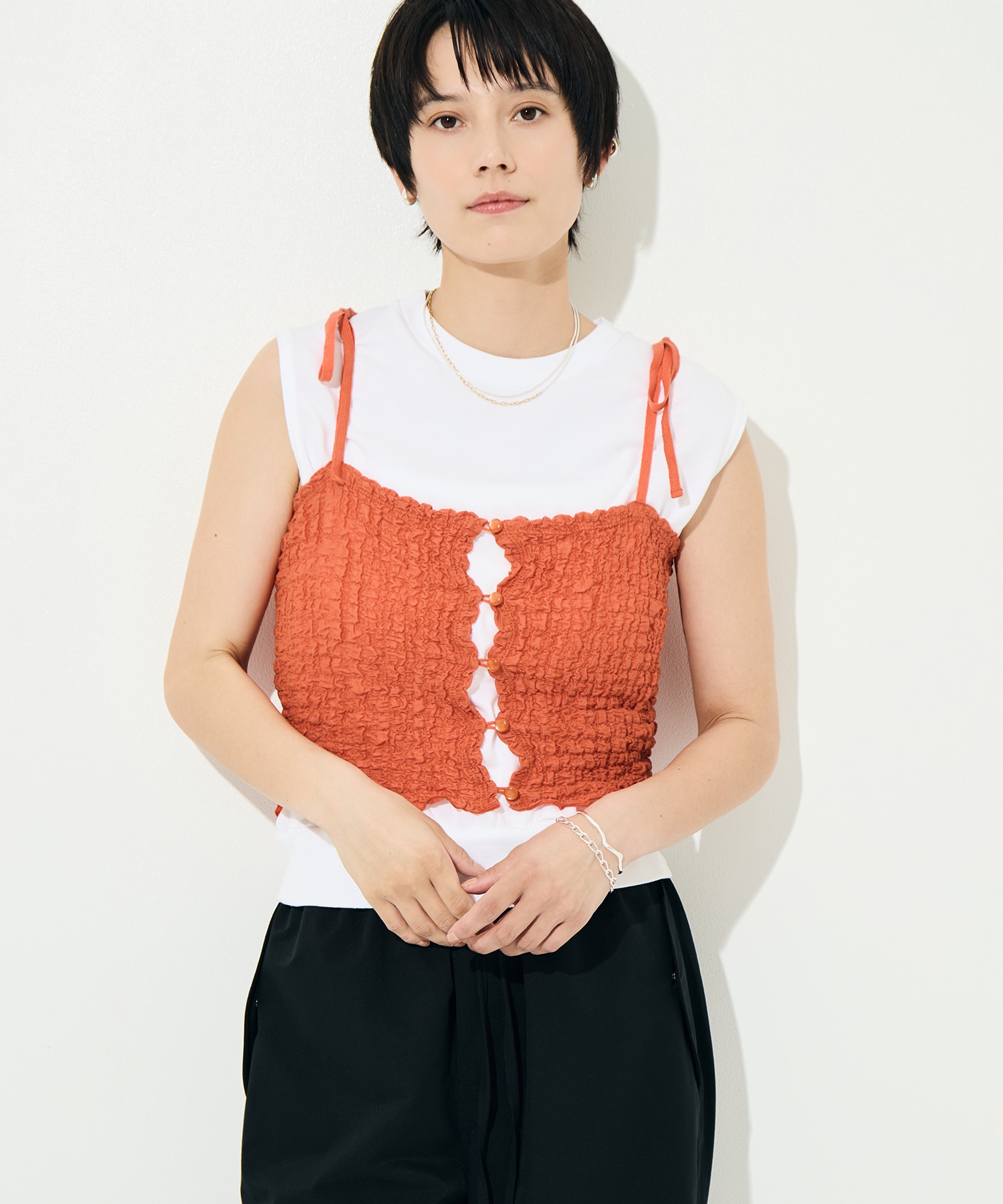 Shrink Lace Frill Camisole PHEENY