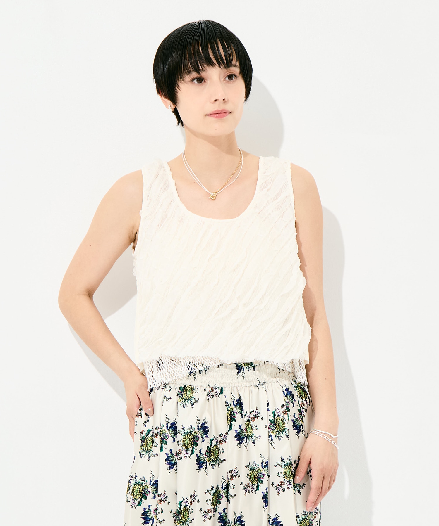 RUFFLE CHIFFON LAYER TOP muller of yoshiokubo